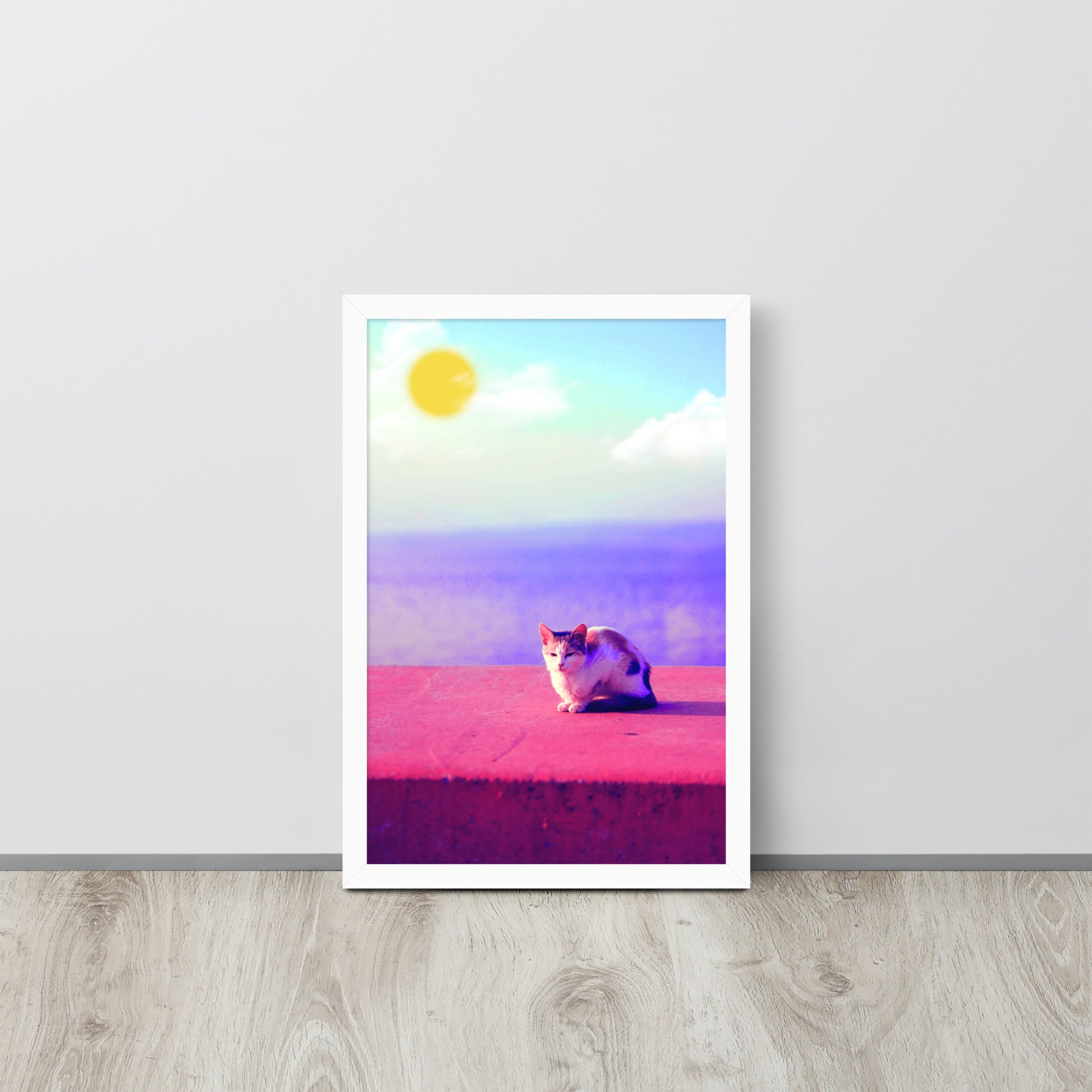 Cat in Seaside | 可再生木製框架啞光海報 Framed Matte Poster
