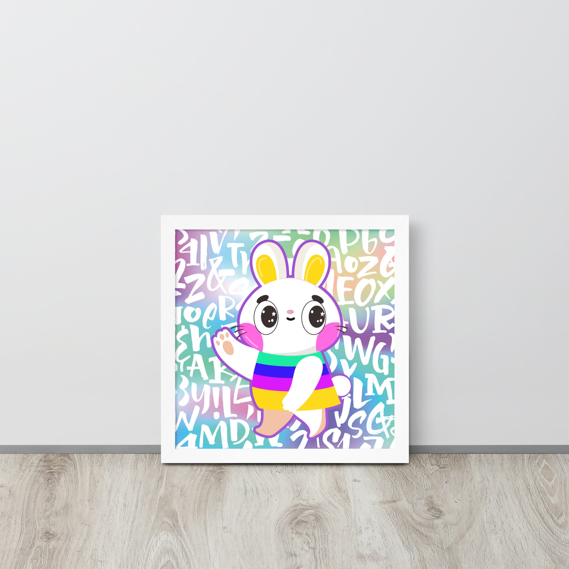 Rainbow Rabbit | 可再生木製框架啞光海報 Framed Matte Poster