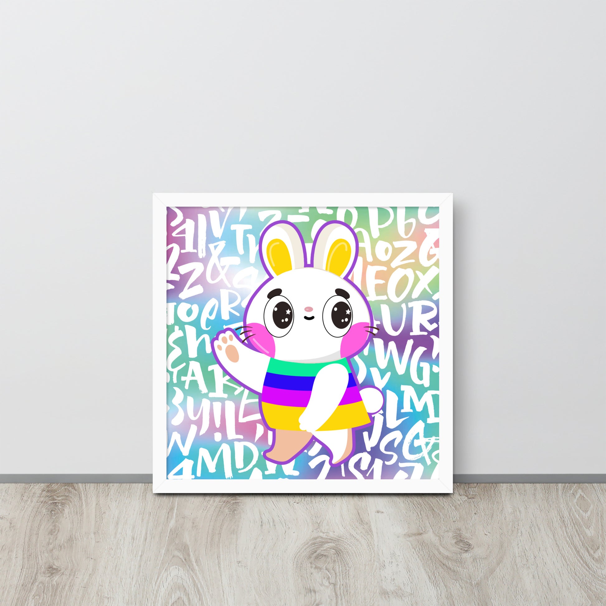 Rainbow Rabbit | 可再生木製框架啞光海報 Framed Matte Poster