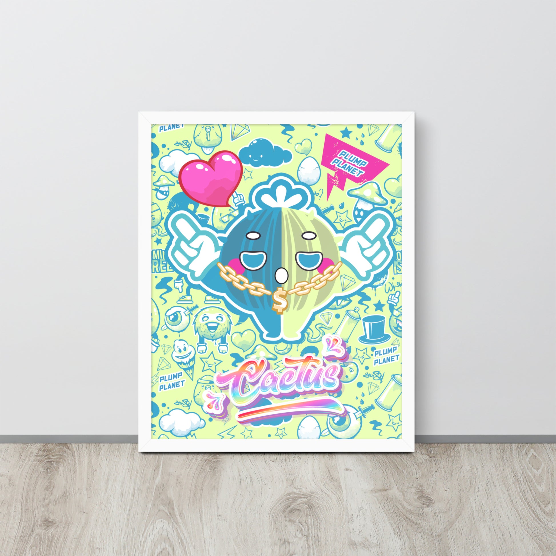 Rock Cactus Boy | 可再生木製框架啞光海報 Framed Matte Poster