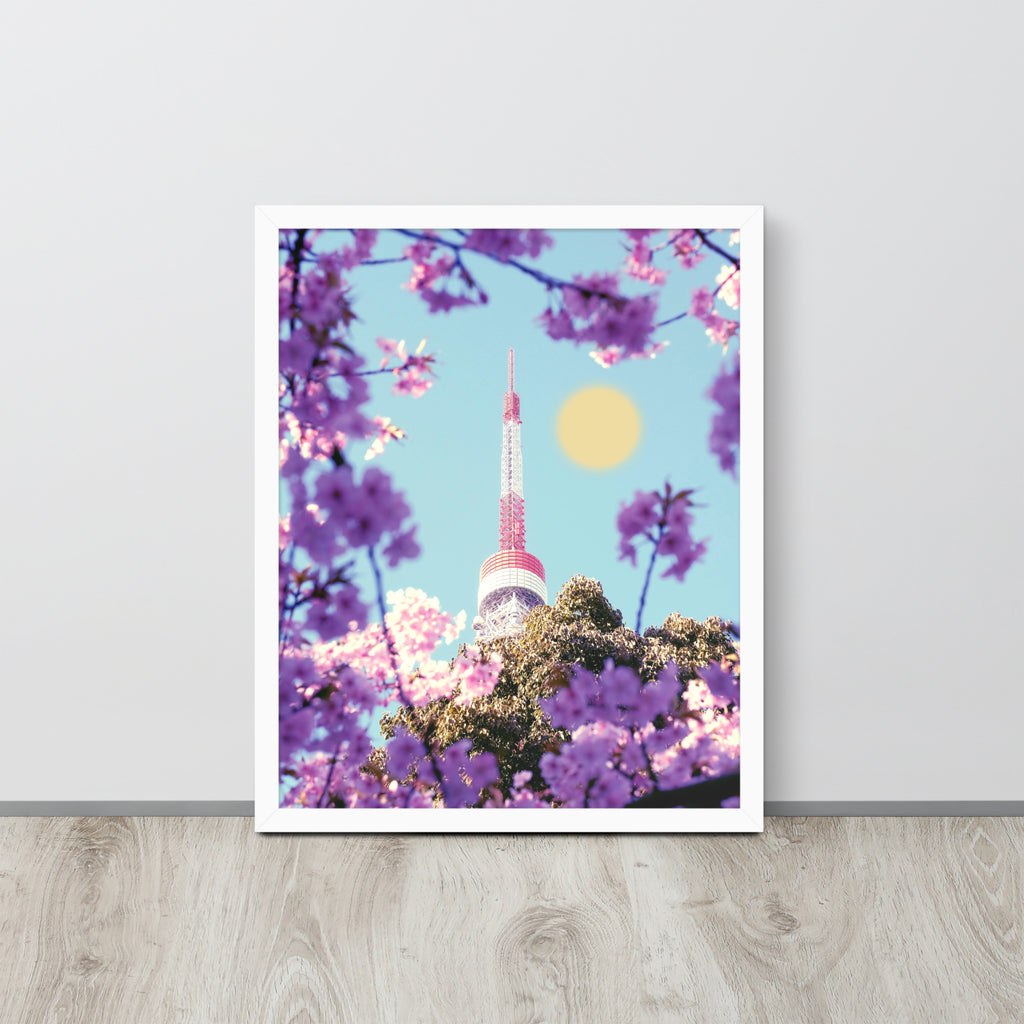 Sakura Japan Tower | 可再生木製框架啞光海報 Framed Matte Poster