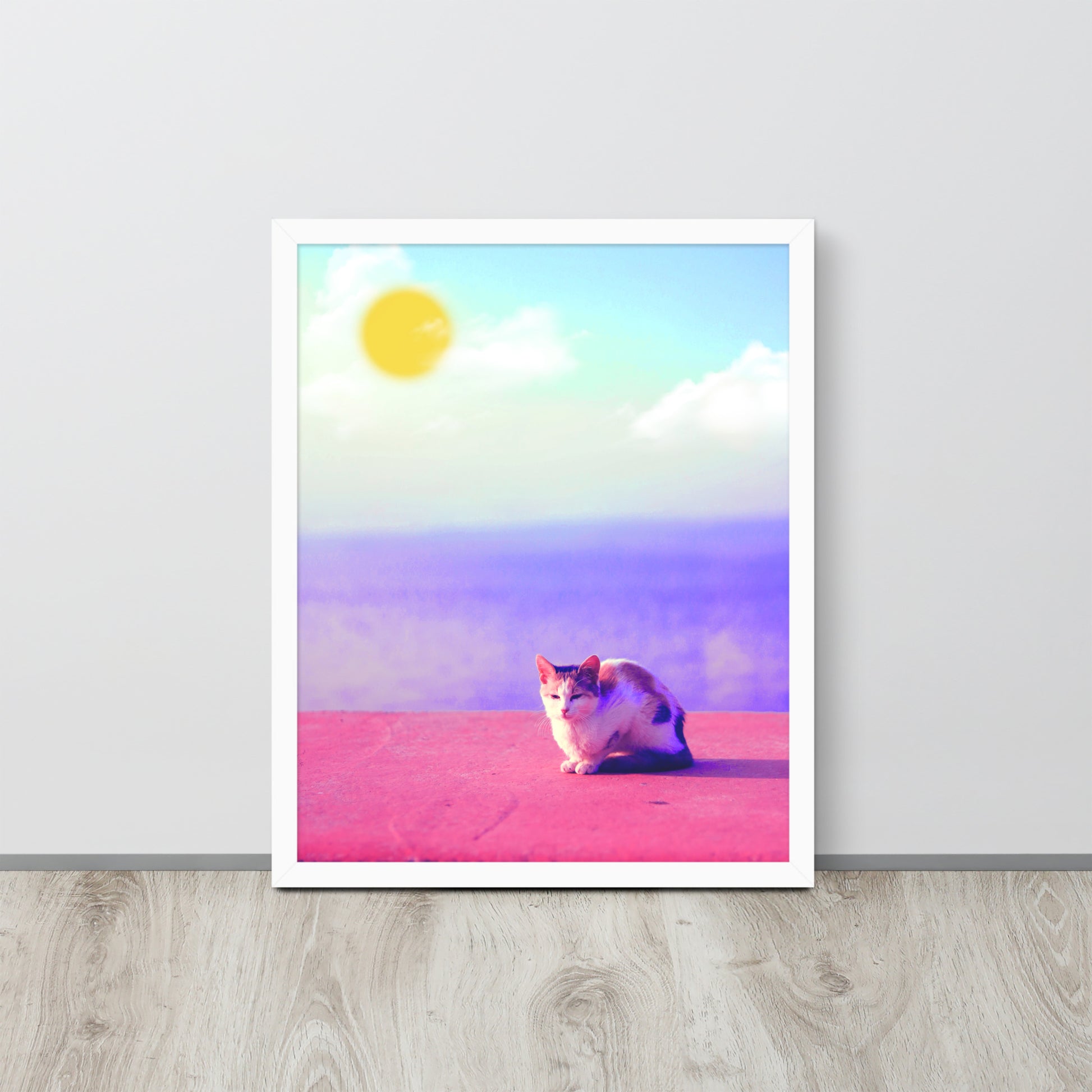 Cat in Seaside | 可再生木製框架啞光海報 Framed Matte Poster