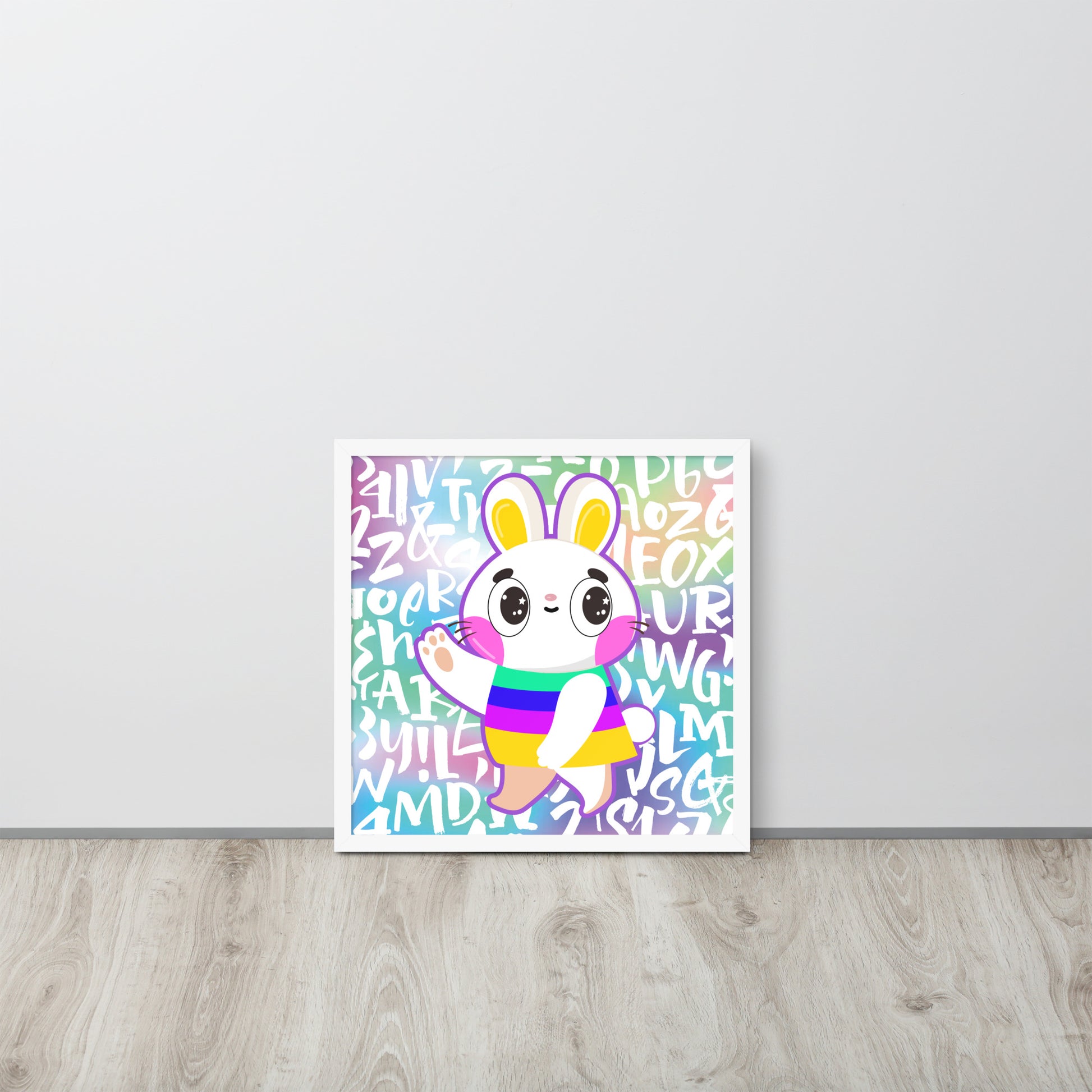 Rainbow Rabbit | 可再生木製框架啞光海報 Framed Matte Poster