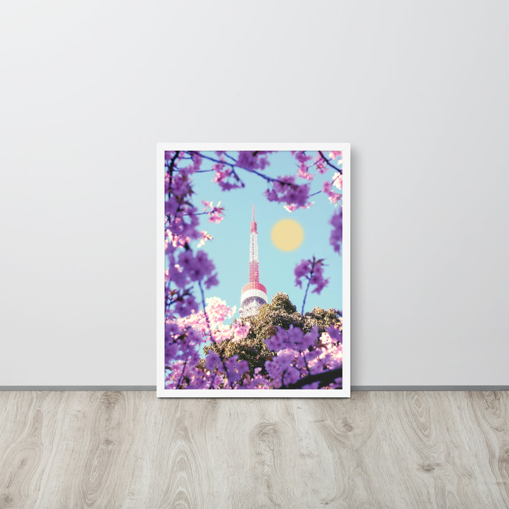 Sakura Japan Tower | 可再生木製框架啞光海報 Framed Matte Poster