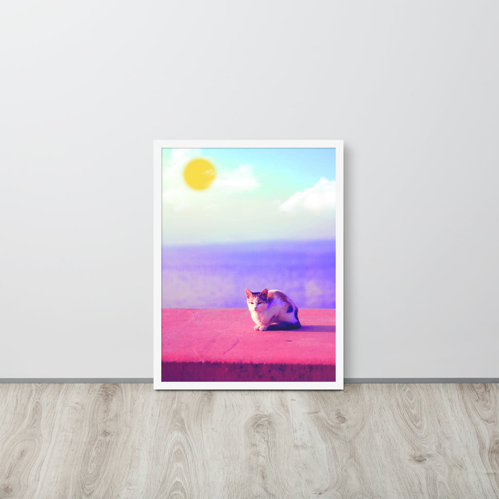 Cat in Seaside | 可再生木製框架啞光海報 Framed Matte Poster