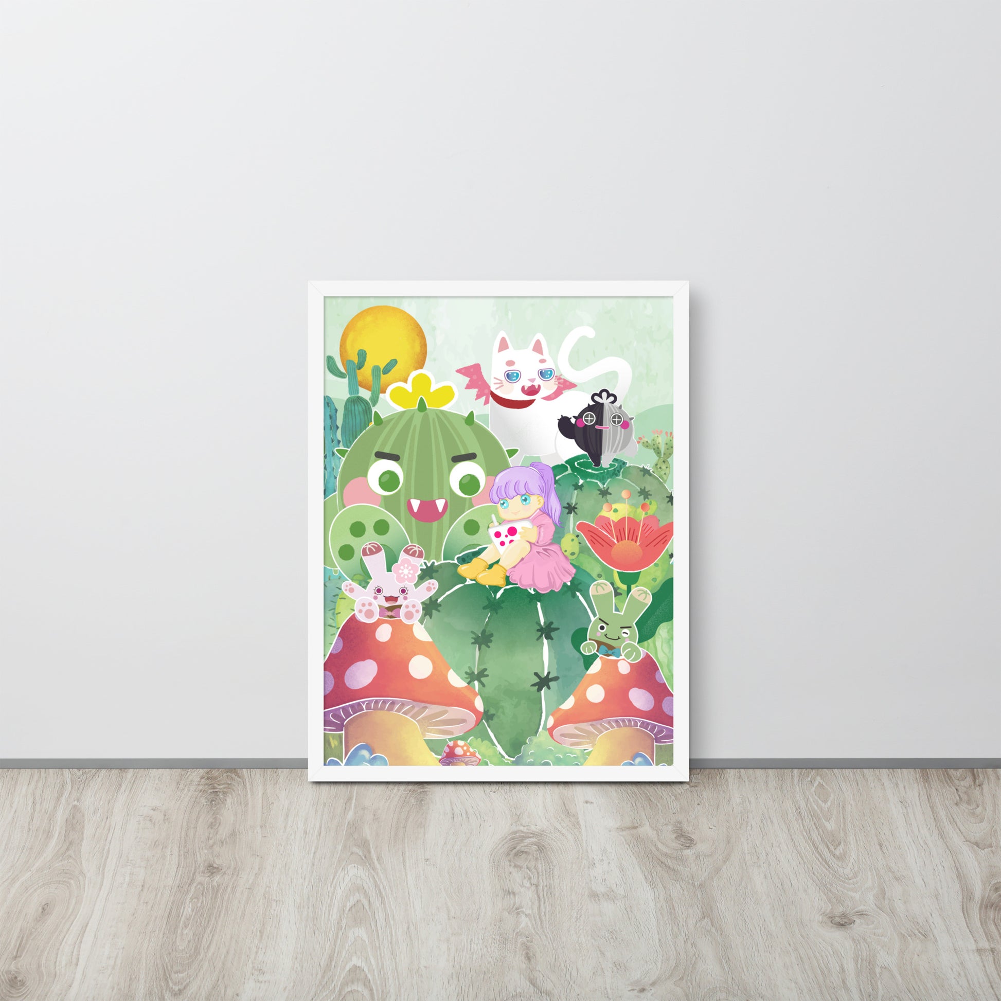 Plump Cactus Forest | 可再生木製框架啞光海報 Framed Matte Poster