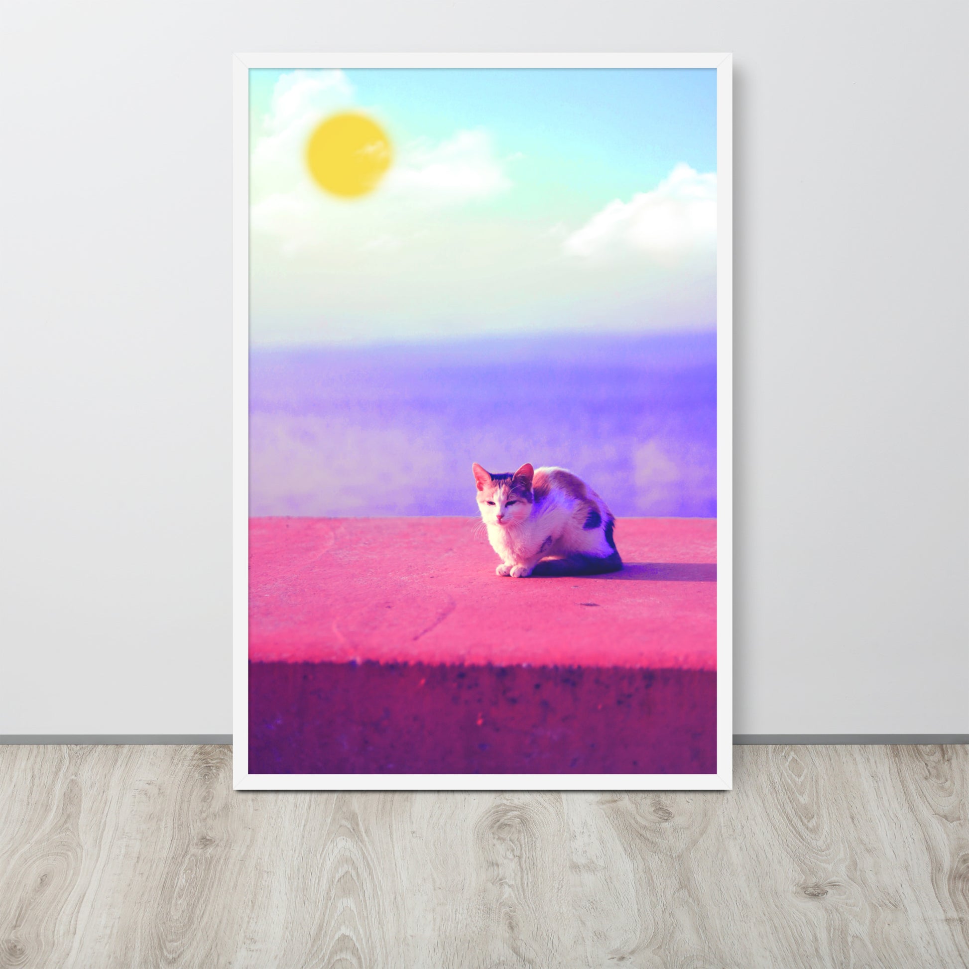 Cat in Seaside | 可再生木製框架啞光海報 Framed Matte Poster