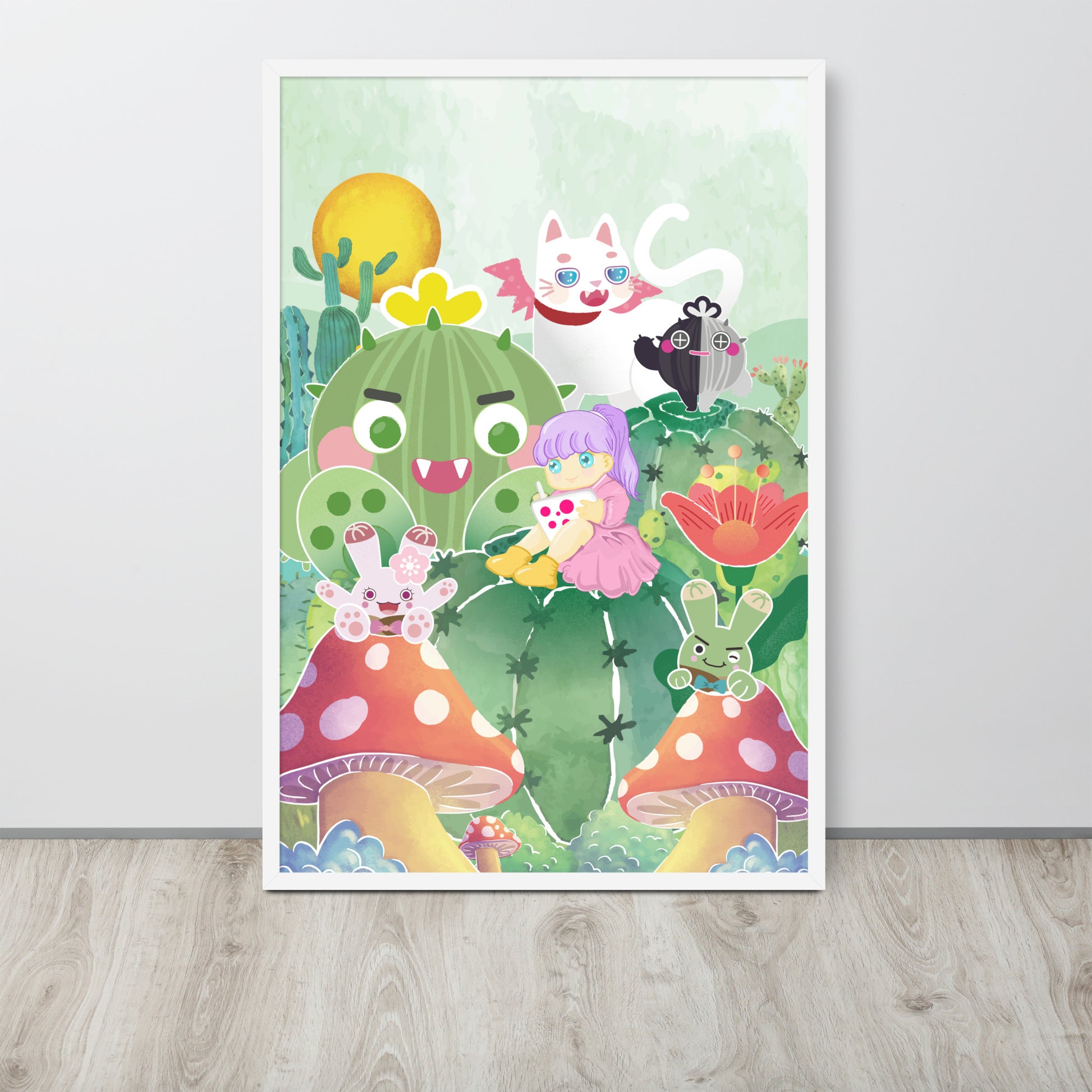 Plump Cactus Forest | 可再生木製框架啞光海報 Framed Matte Poster