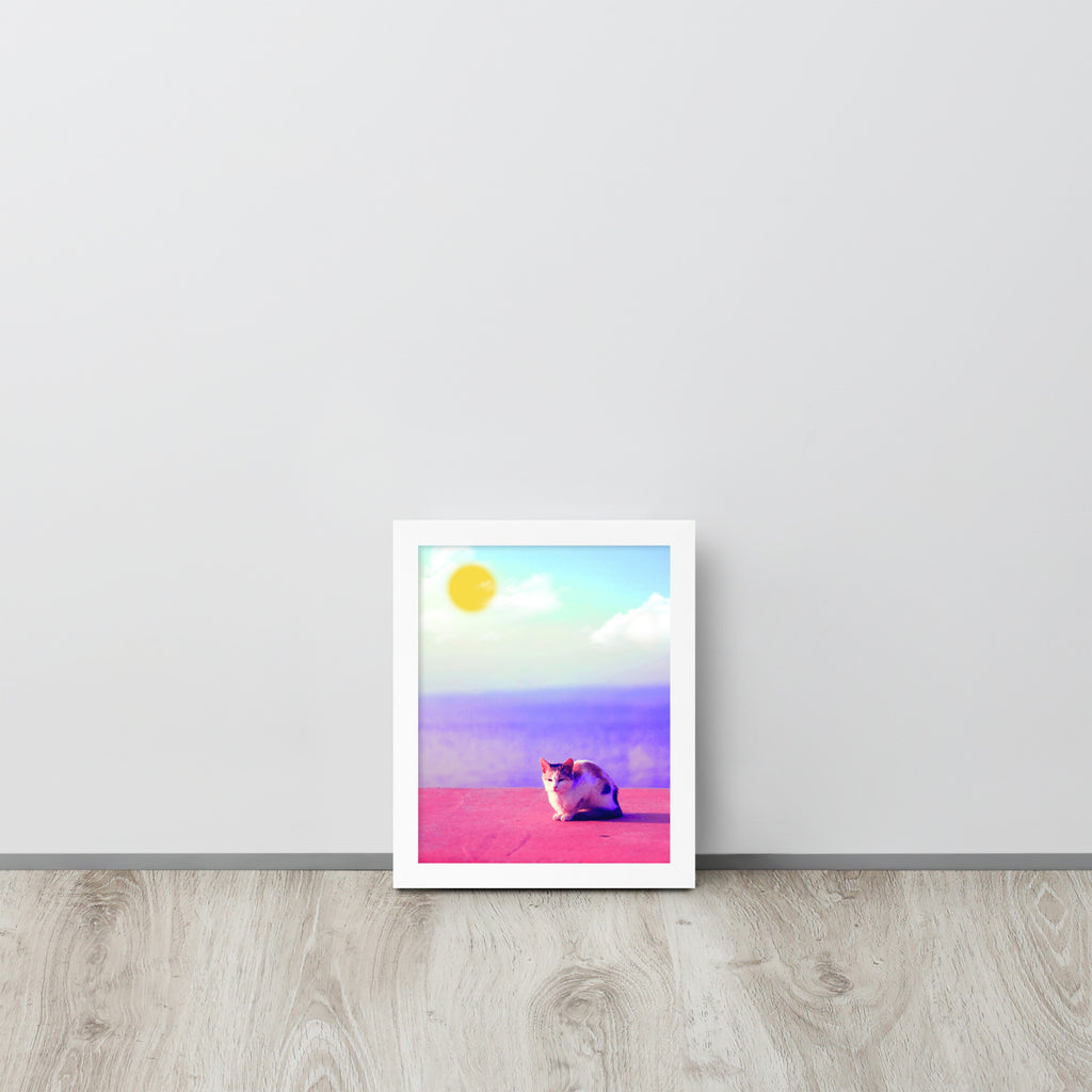 Cat in Seaside | 可再生木製框架啞光海報 Framed Matte Poster