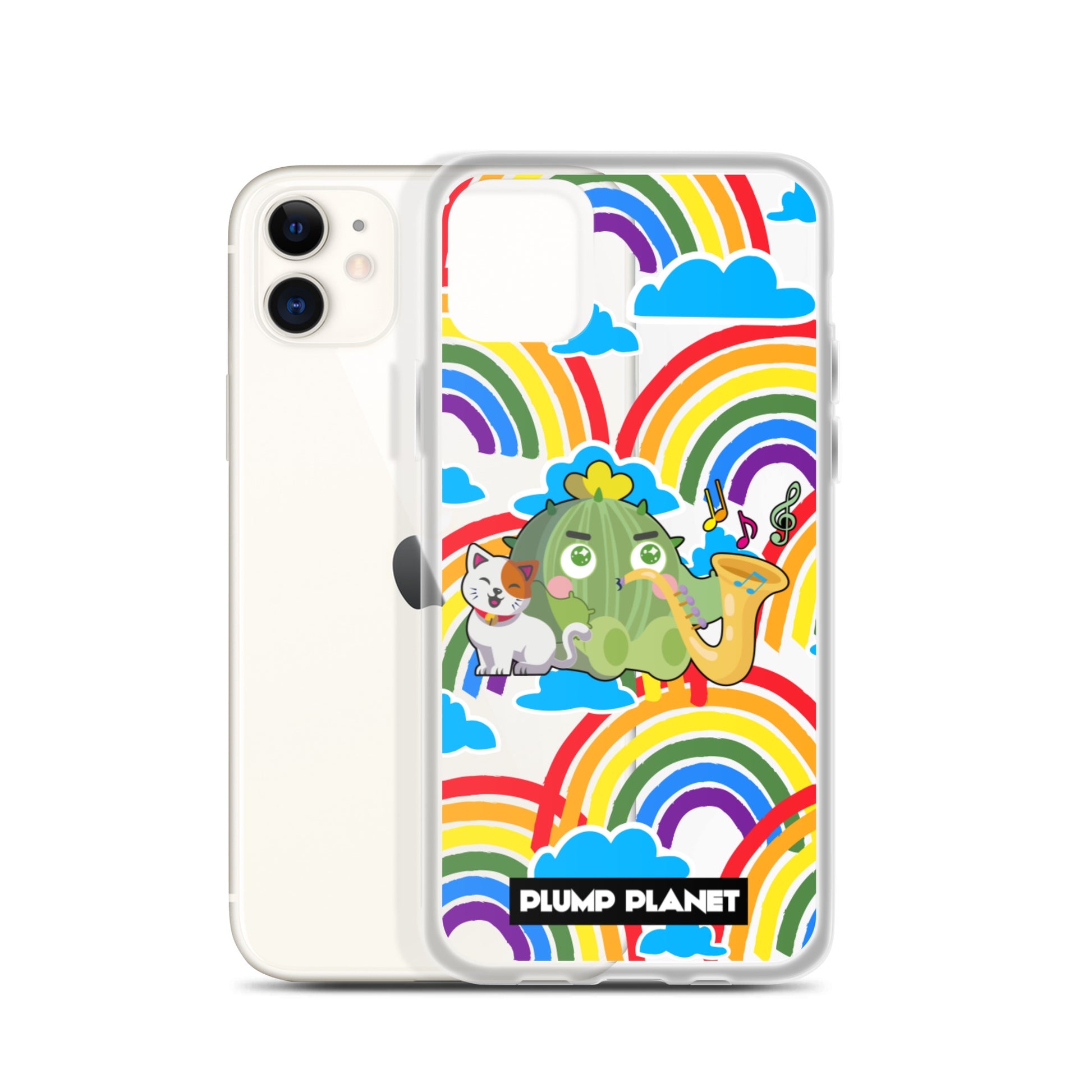 【iPhone】Rainbow Cactus Playing Music  - Phone Clear Case