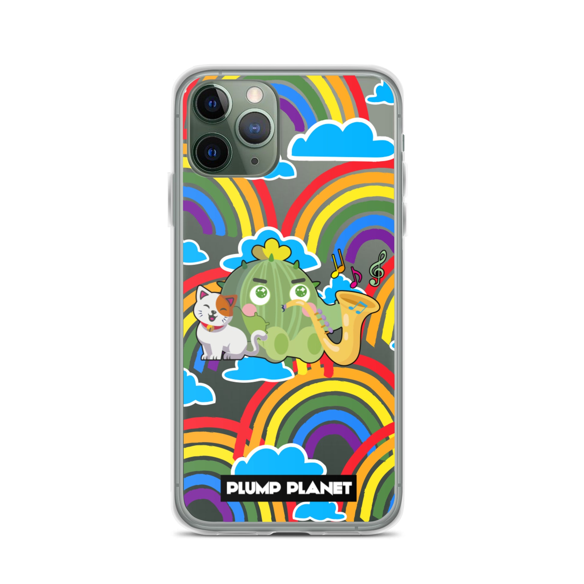 【iPhone】Rainbow Cactus Playing Music  - Phone Clear Case