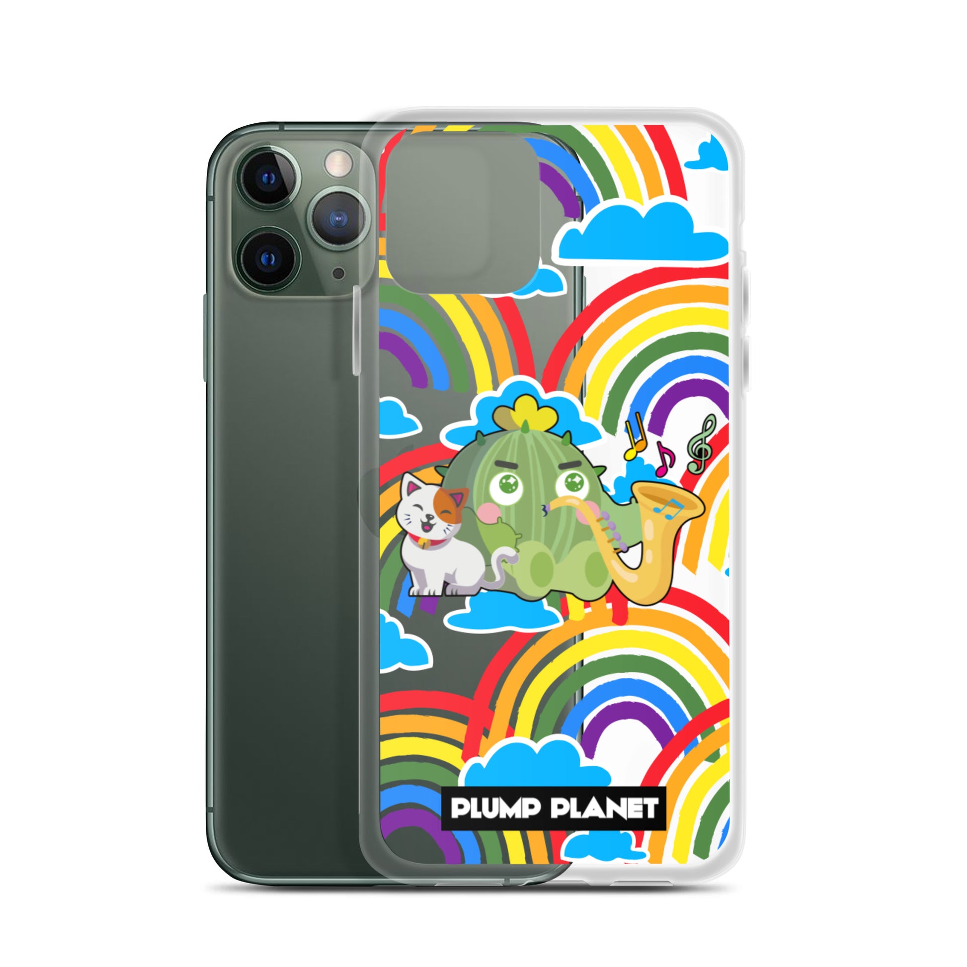 【iPhone】Rainbow Cactus Playing Music  - Phone Clear Case