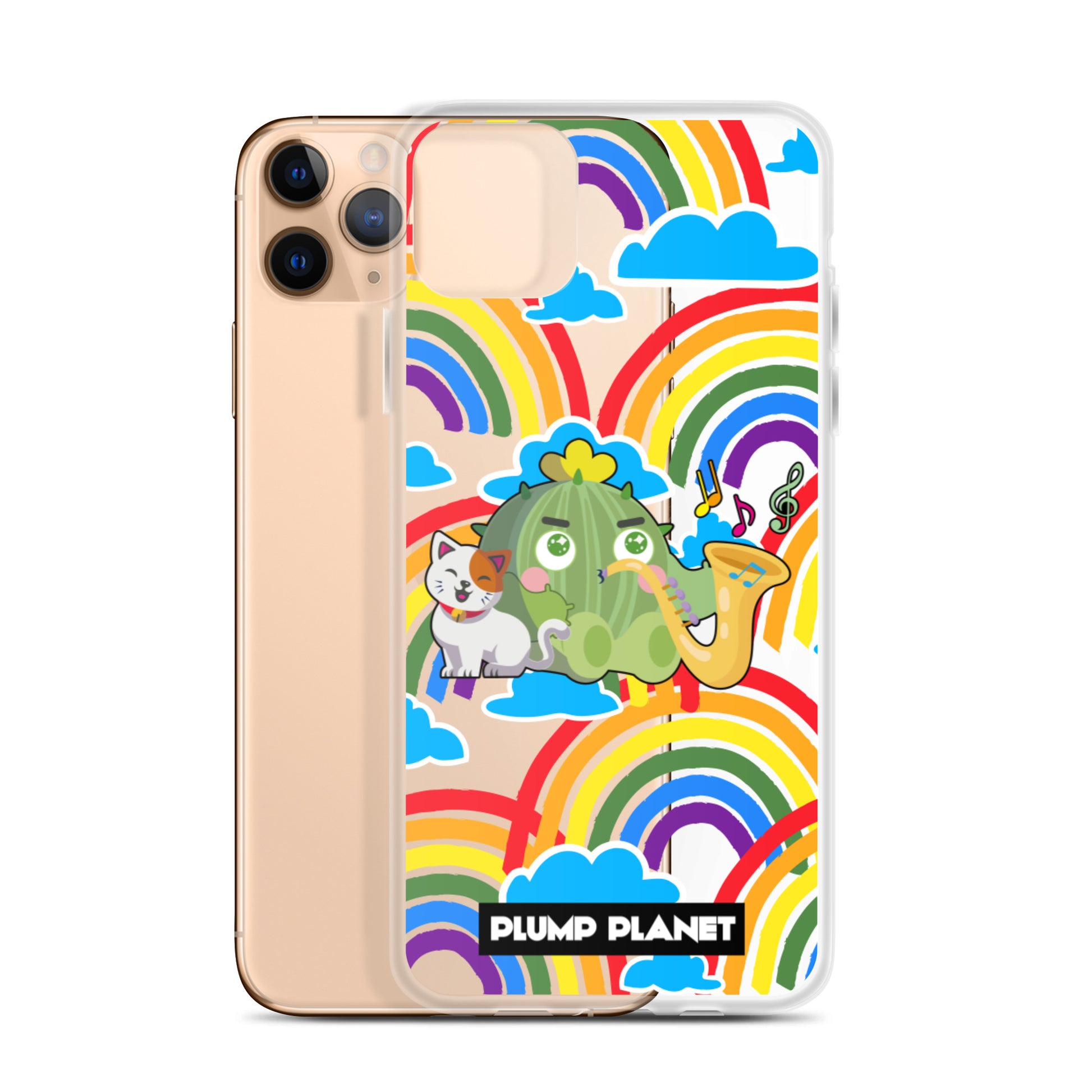 【iPhone】Rainbow Cactus Playing Music  - Phone Clear Case