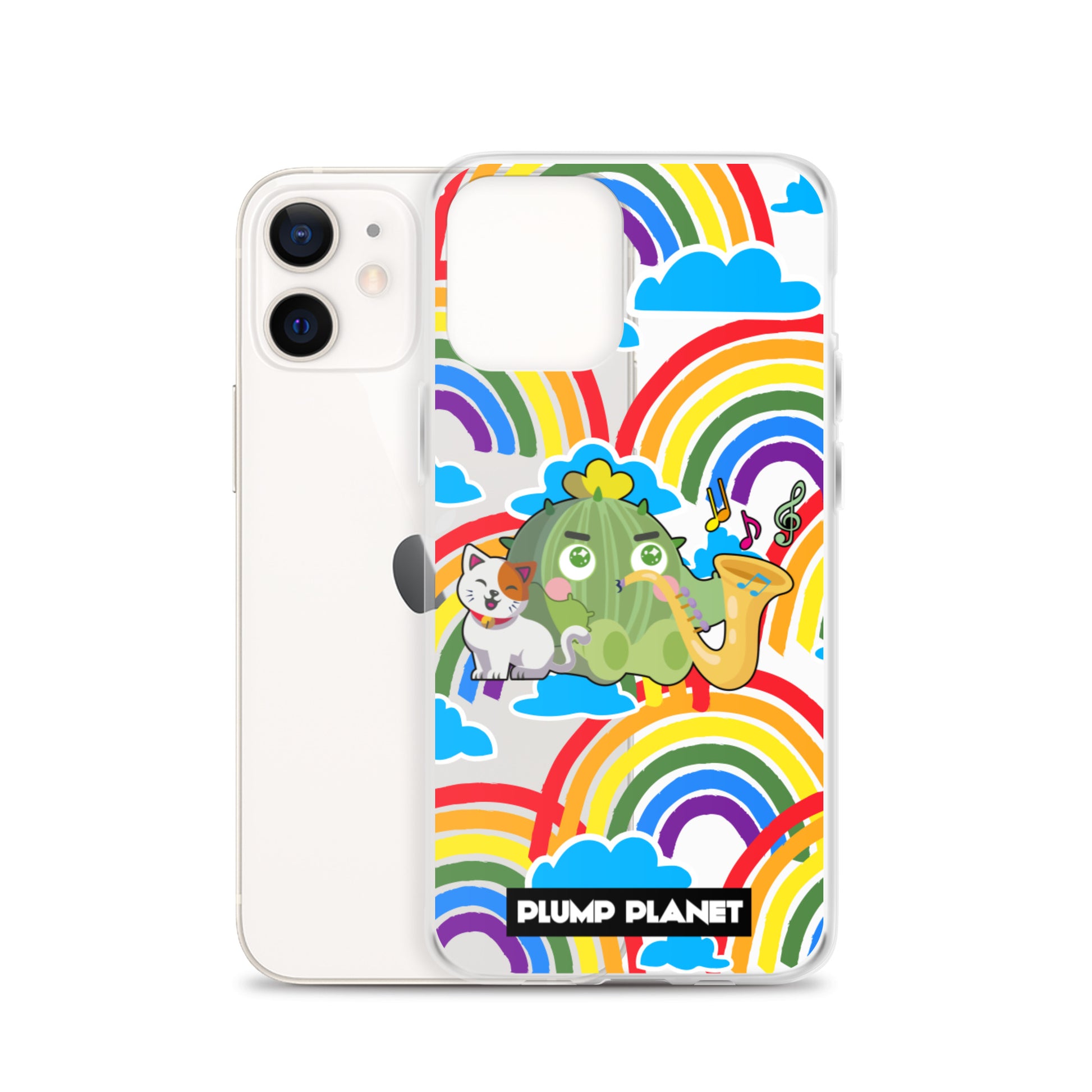 【iPhone】Rainbow Cactus Playing Music  - Phone Clear Case