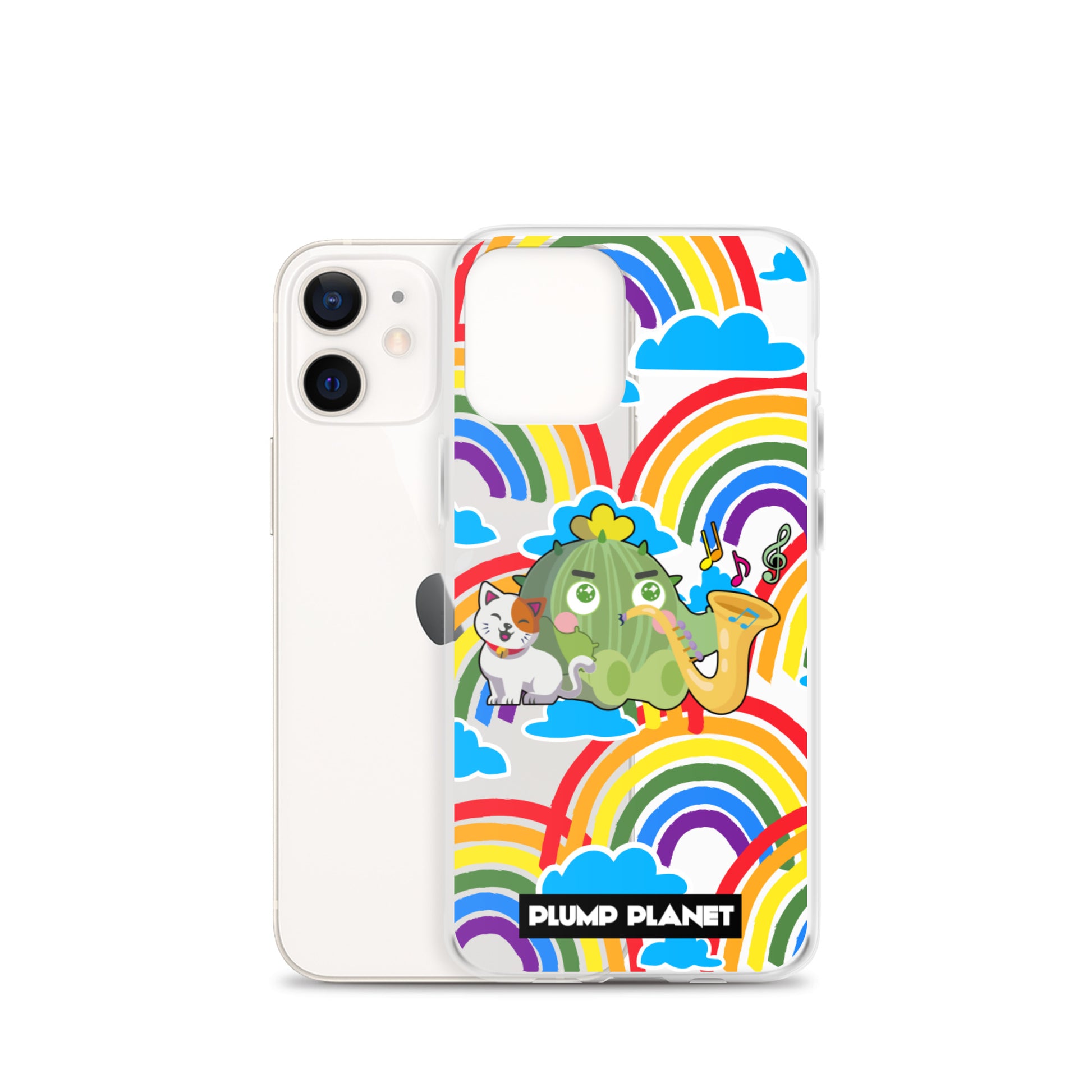 【iPhone】Rainbow Cactus Playing Music  - Phone Clear Case