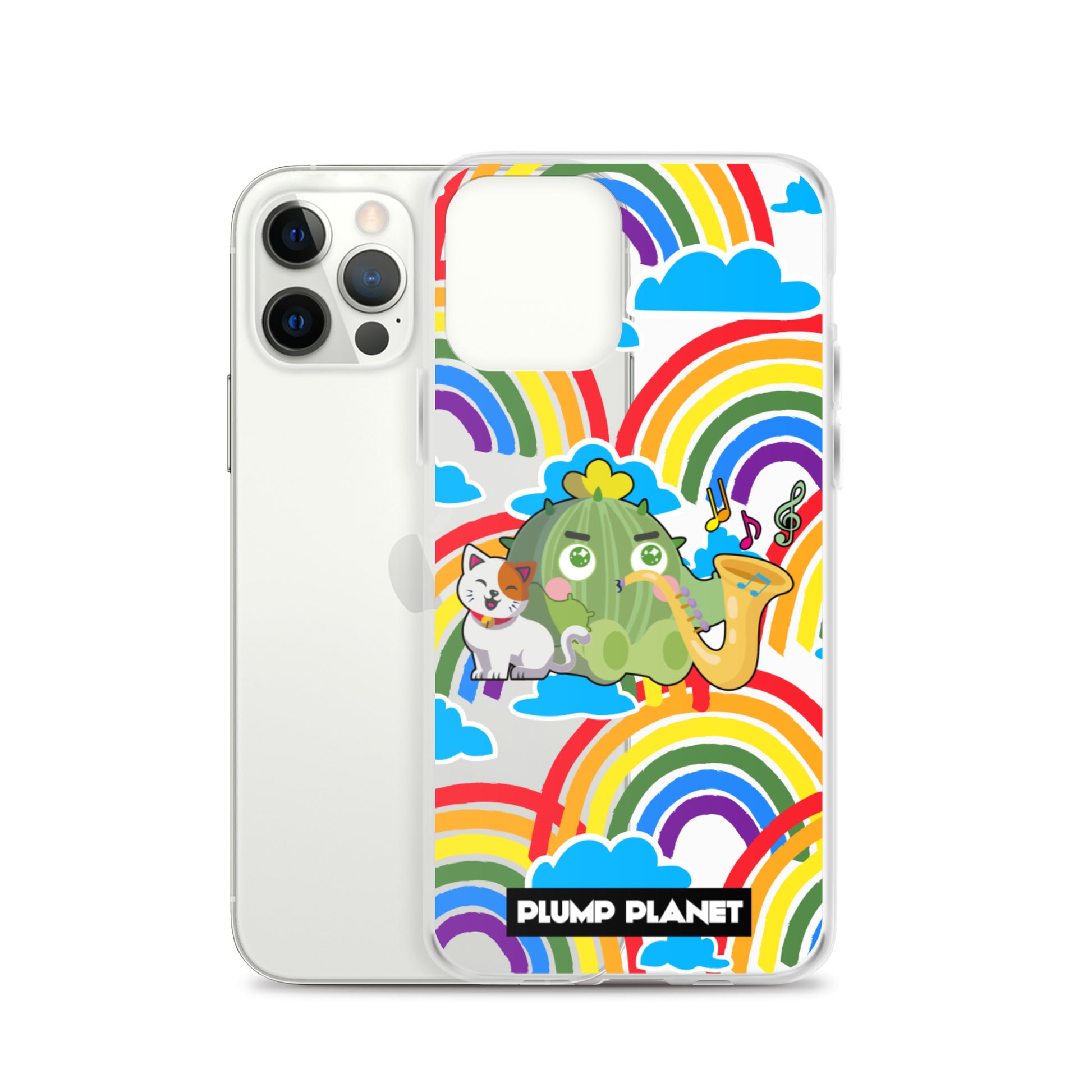 【iPhone】Rainbow Cactus Playing Music  - Phone Clear Case