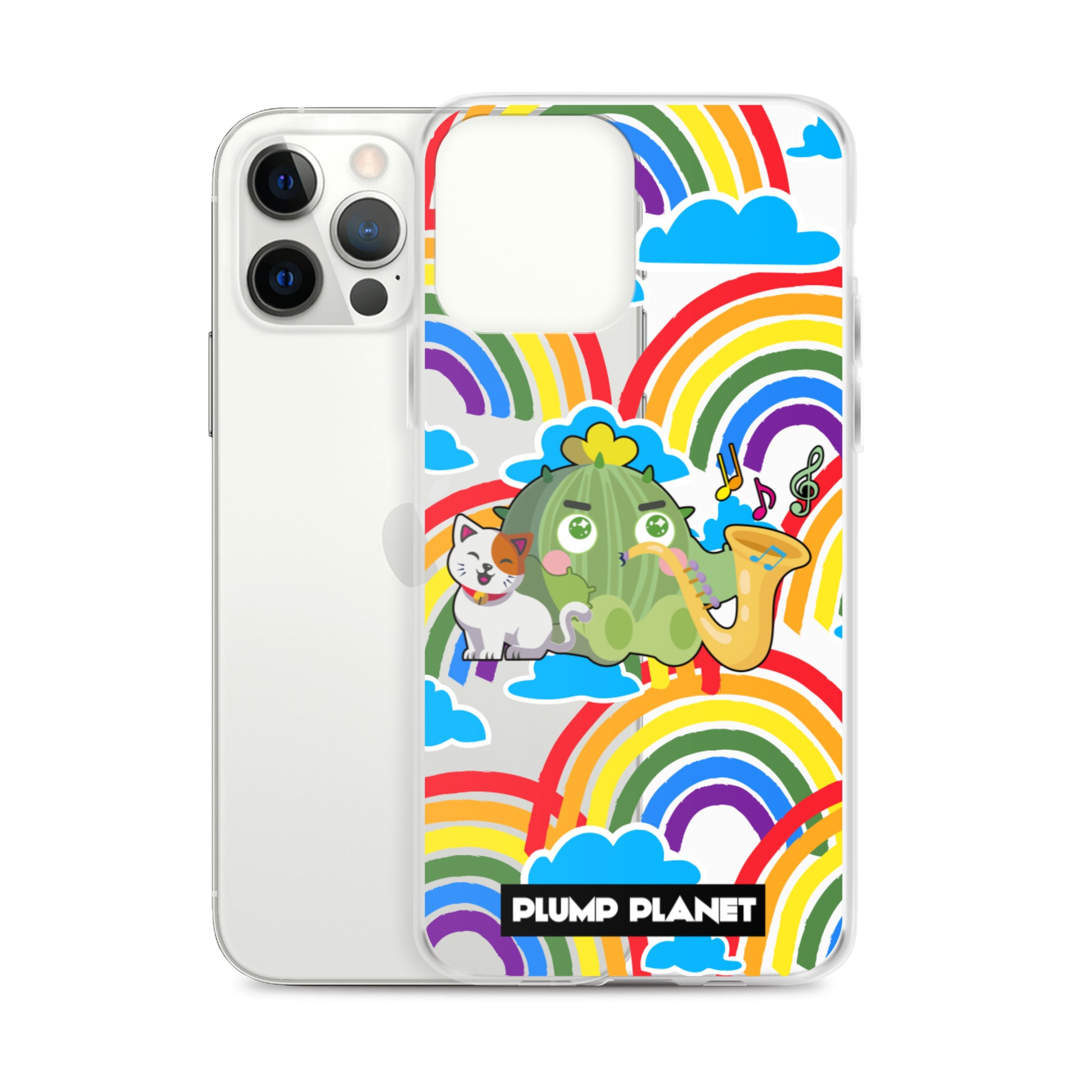 【iPhone】Rainbow Cactus Playing Music  - Phone Clear Case