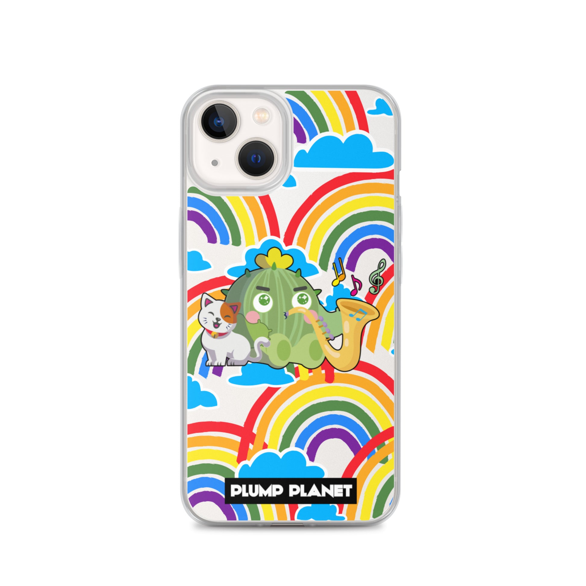 【iPhone】Rainbow Cactus Playing Music  - Phone Clear Case