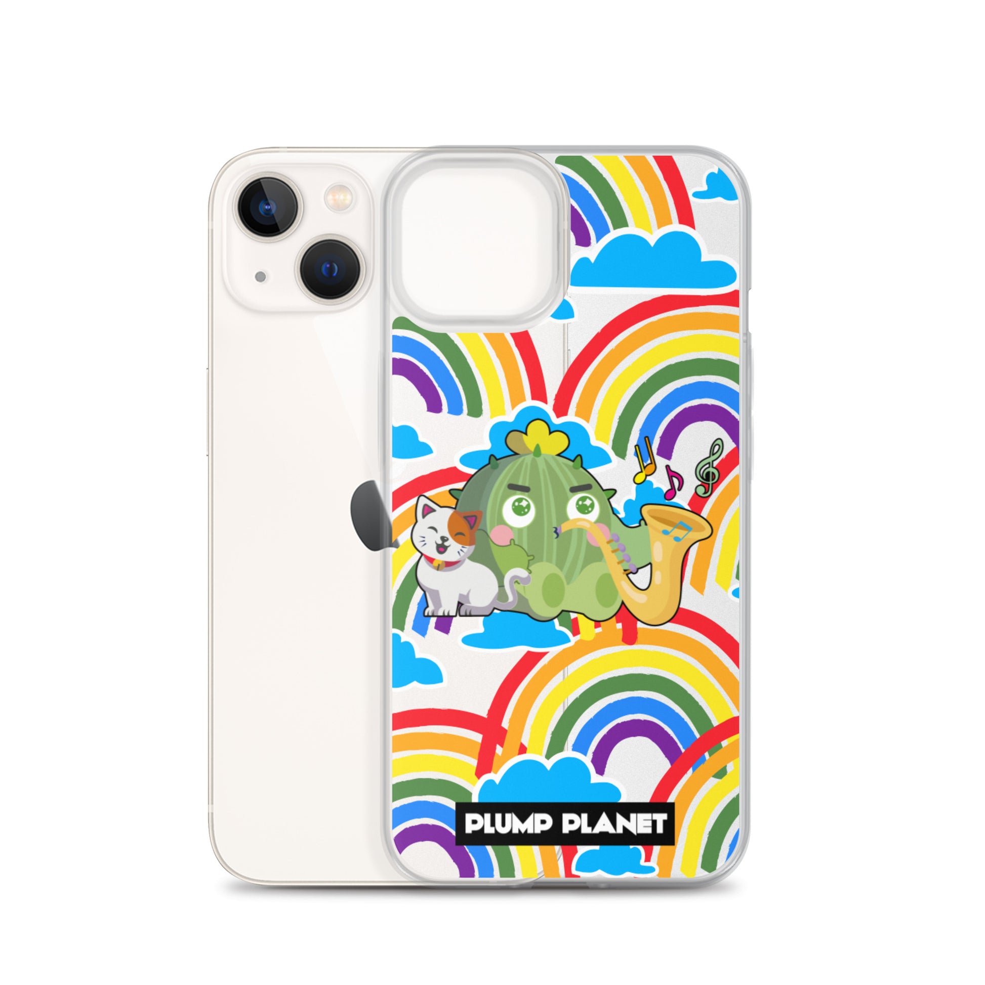【iPhone】Rainbow Cactus Playing Music  - Phone Clear Case