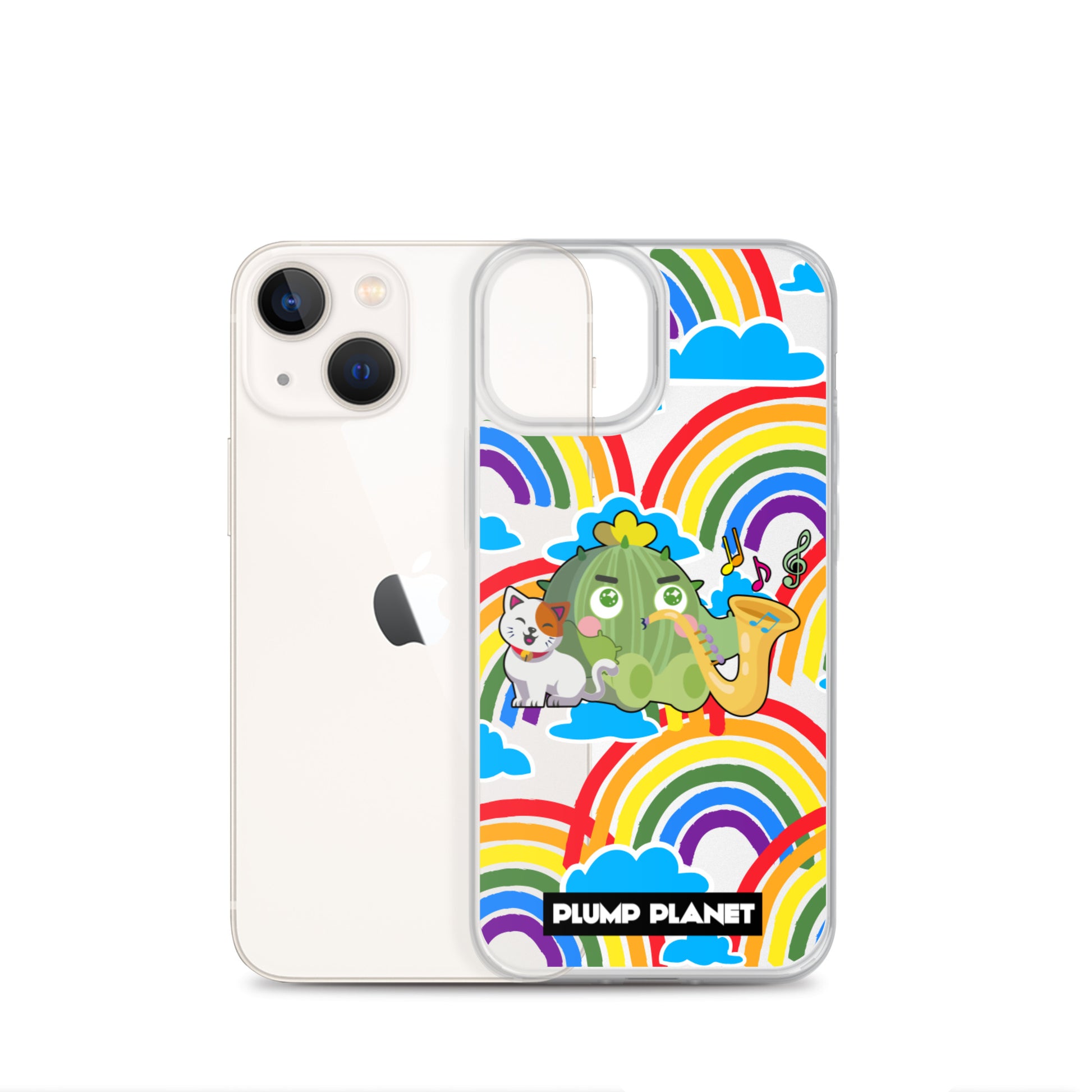 【iPhone】Rainbow Cactus Playing Music  - Phone Clear Case
