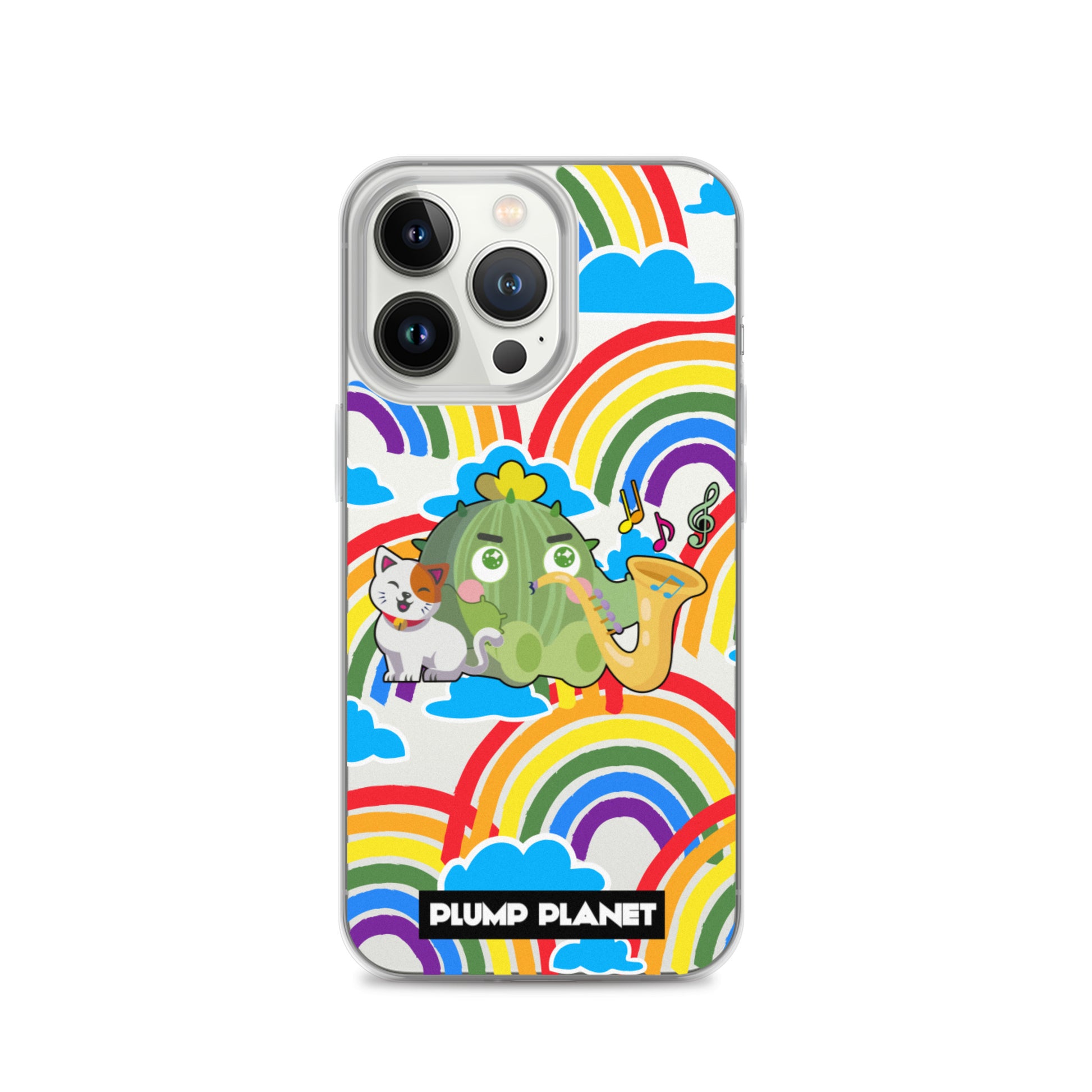 【iPhone】Rainbow Cactus Playing Music  - Phone Clear Case