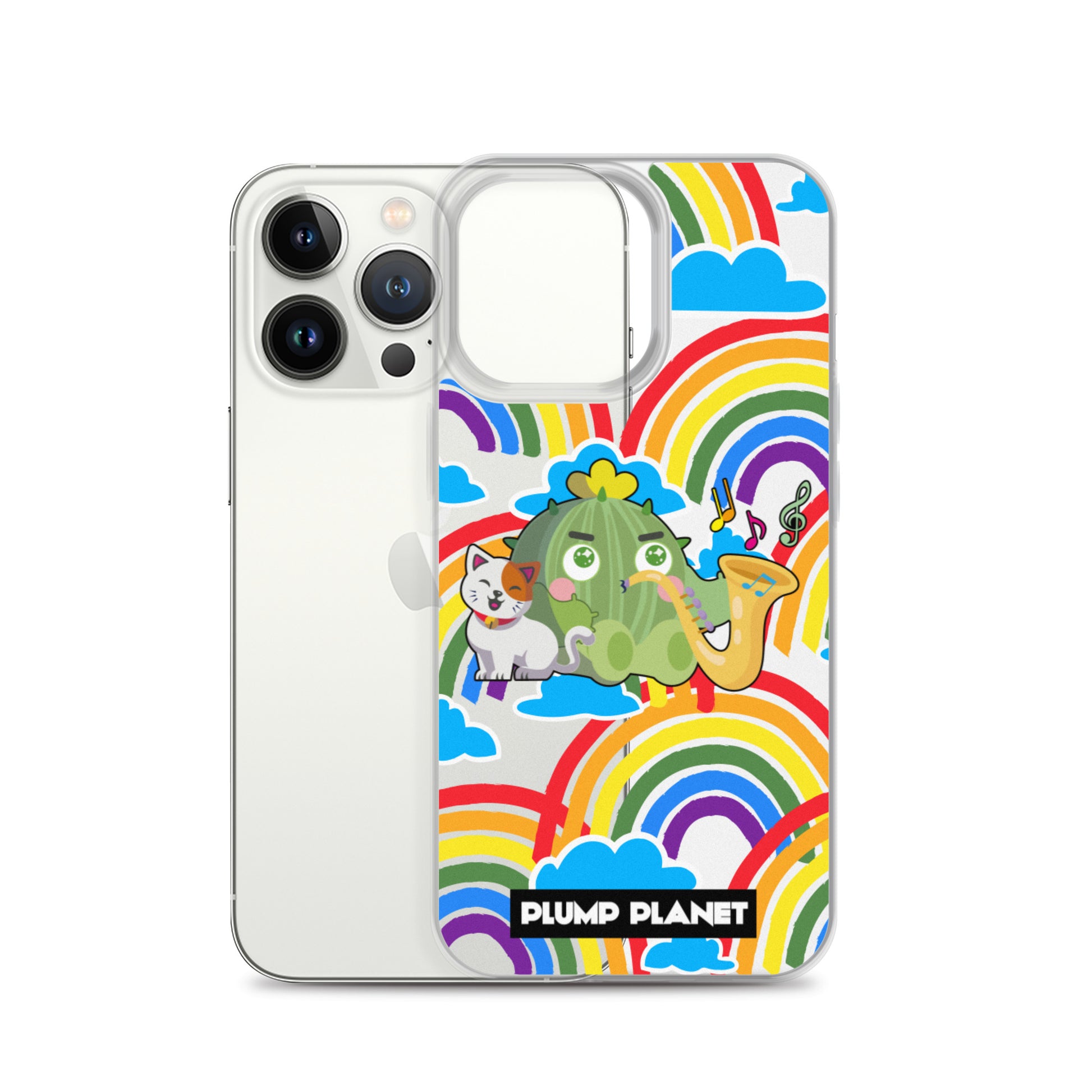 【iPhone】Rainbow Cactus Playing Music  - Phone Clear Case