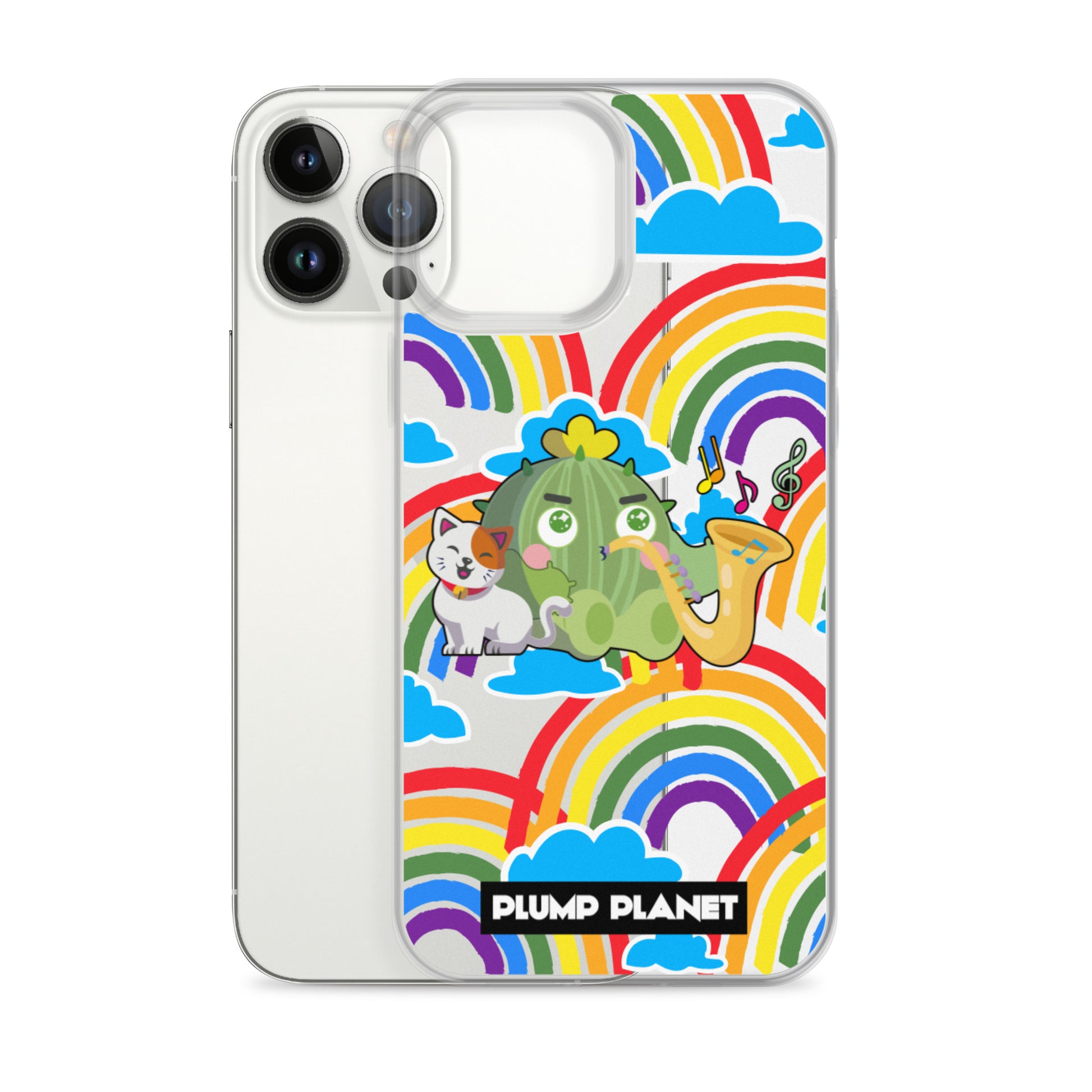 【iPhone】Rainbow Cactus Playing Music  - Phone Clear Case