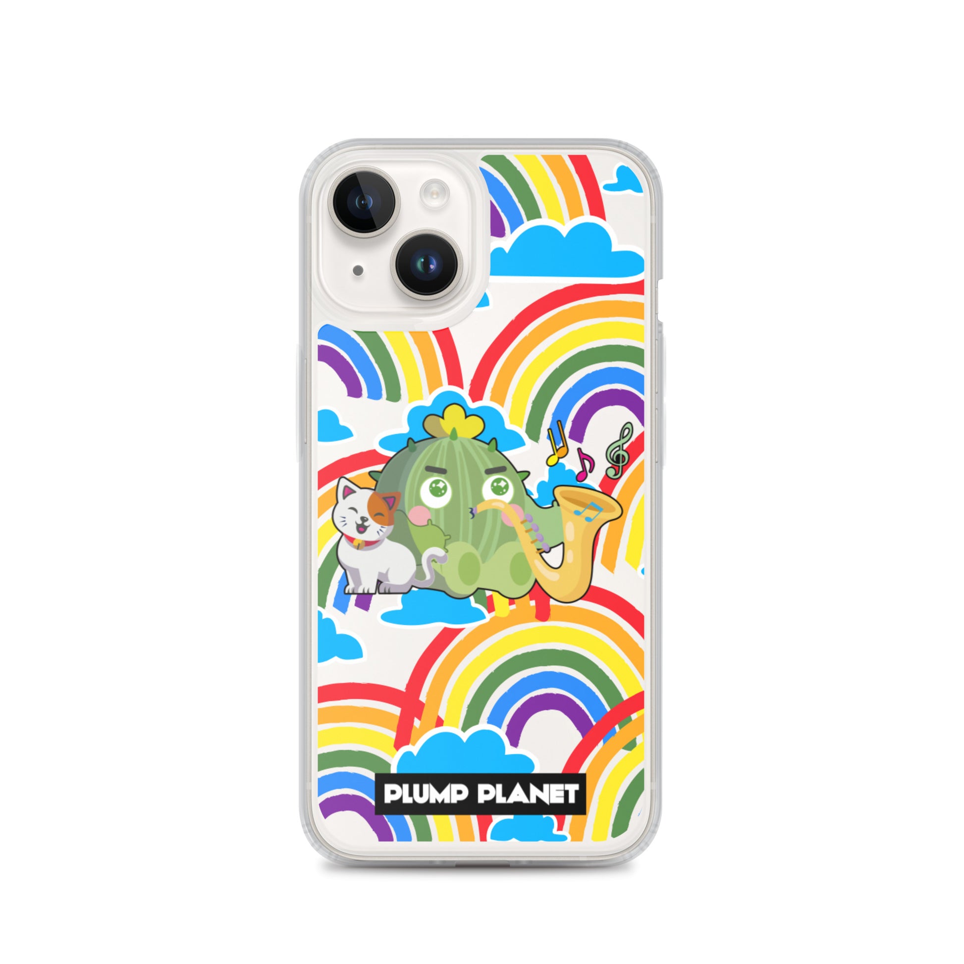 【iPhone】Rainbow Cactus Playing Music  - Phone Clear Case