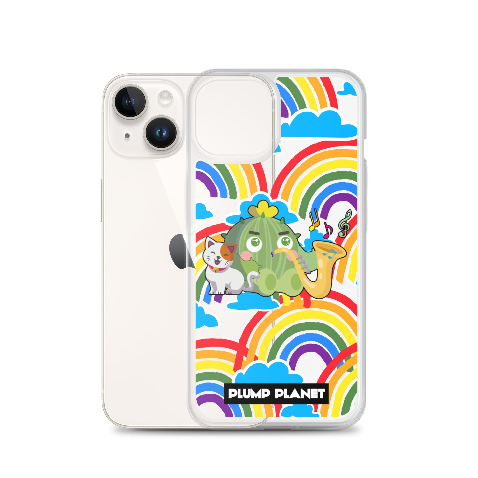 【iPhone】Rainbow Cactus Playing Music  - Phone Clear Case