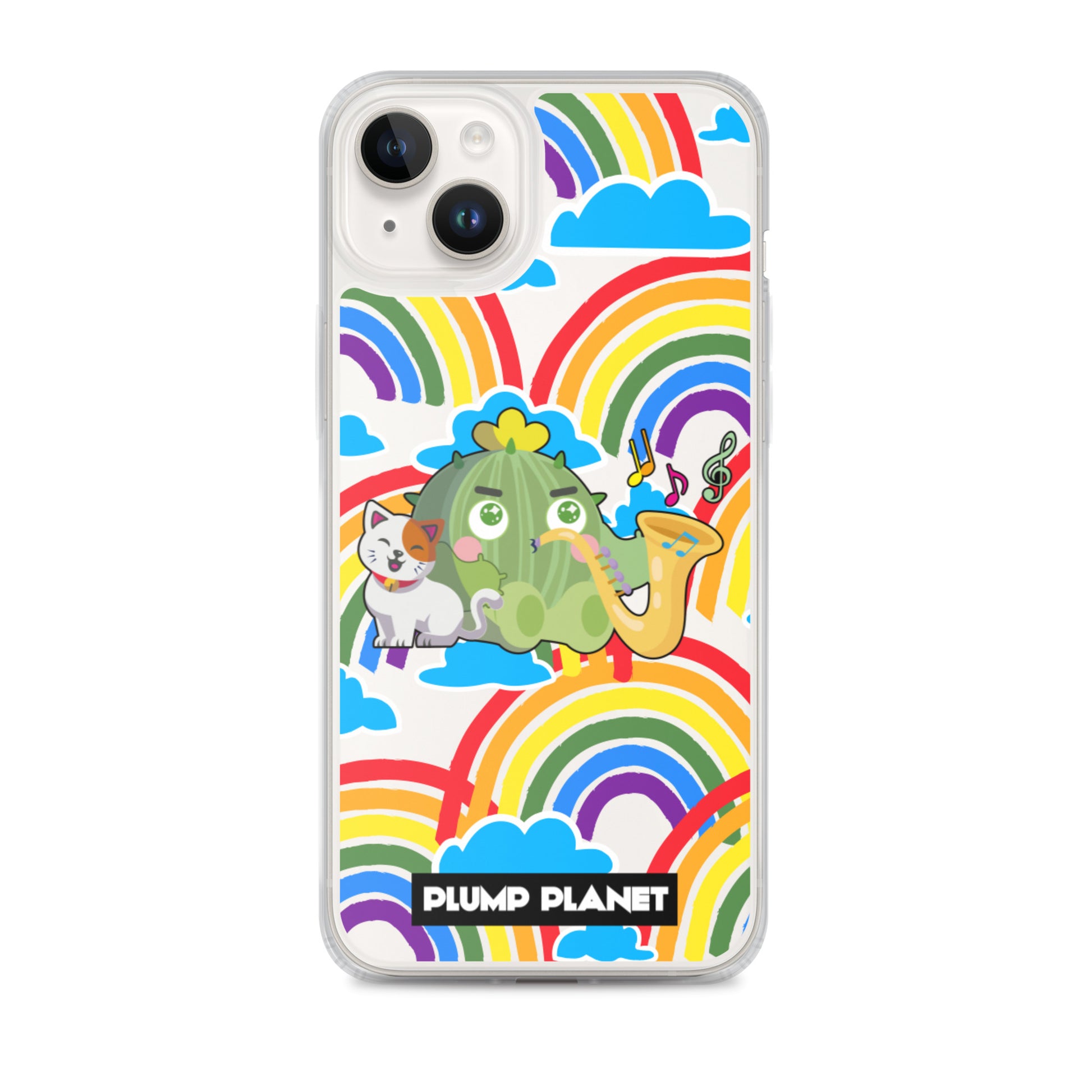 【iPhone】Rainbow Cactus Playing Music  - Phone Clear Case