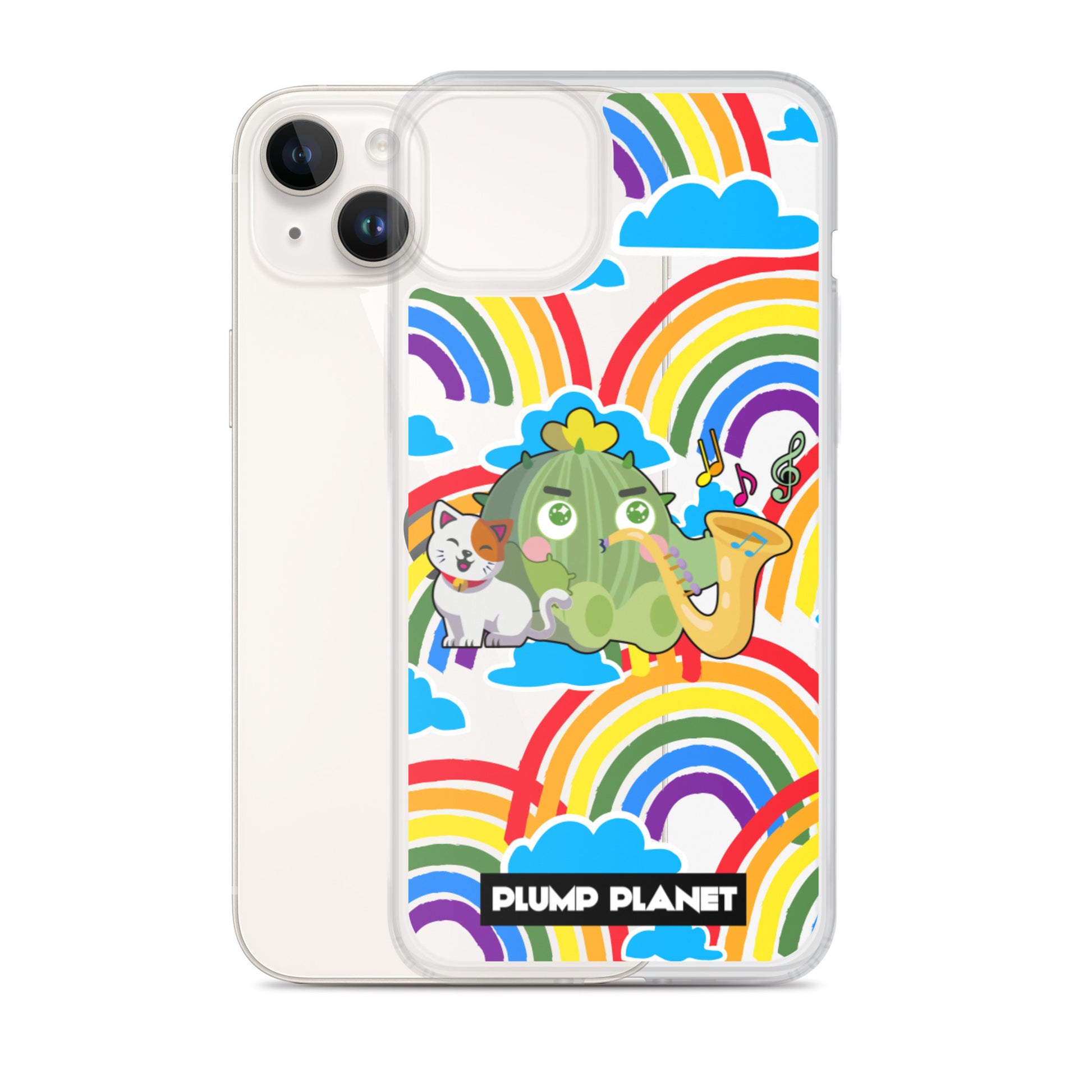 【iPhone】Rainbow Cactus Playing Music  - Phone Clear Case