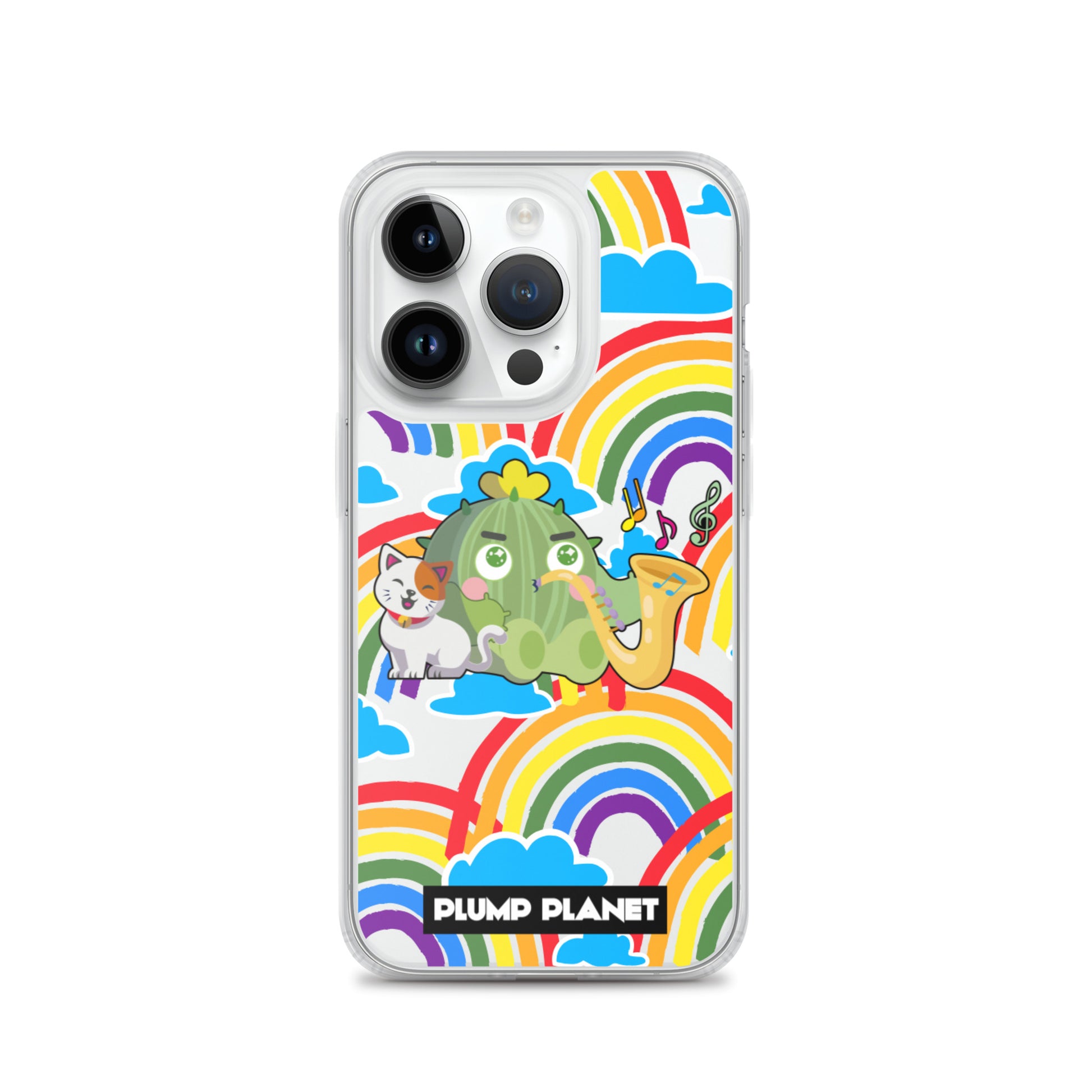 【iPhone】Rainbow Cactus Playing Music  - Phone Clear Case