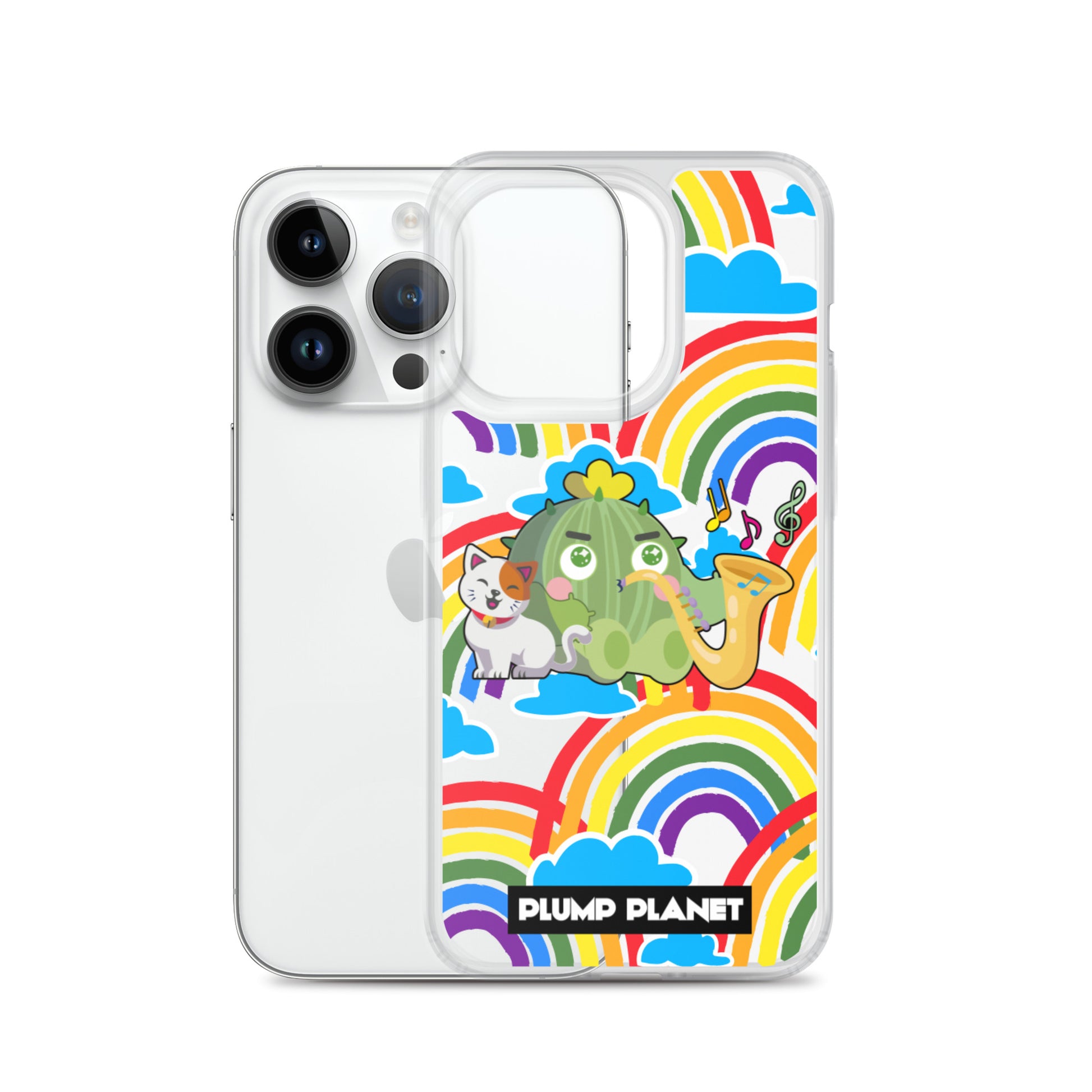 【iPhone】Rainbow Cactus Playing Music  - Phone Clear Case