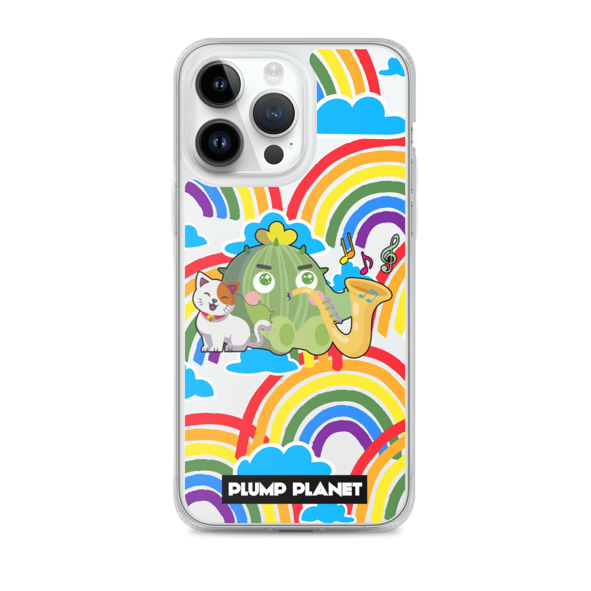 【iPhone】Rainbow Cactus Playing Music  - Phone Clear Case