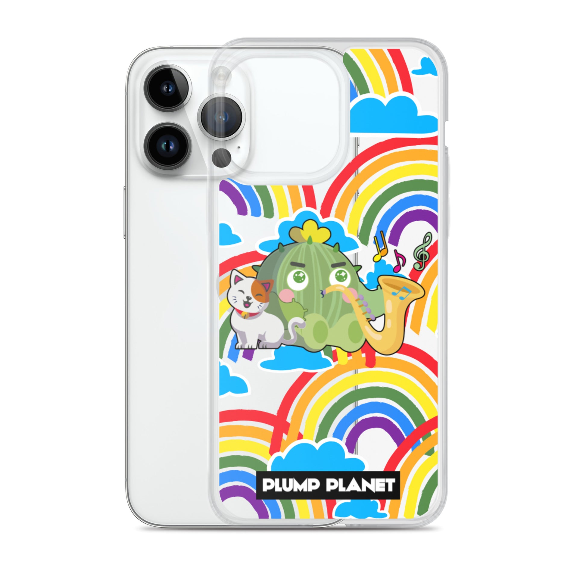 【iPhone】Rainbow Cactus Playing Music  - Phone Clear Case