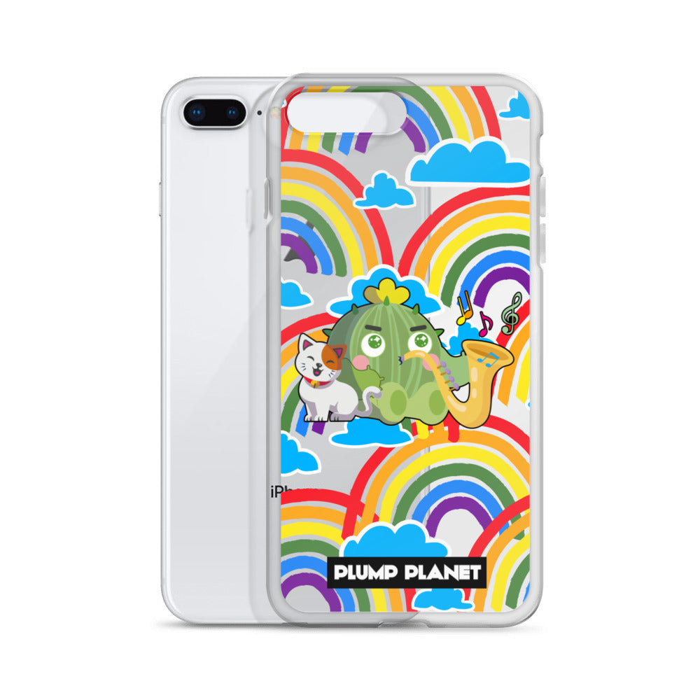 【iPhone】Rainbow Cactus Playing Music  - Phone Clear Case