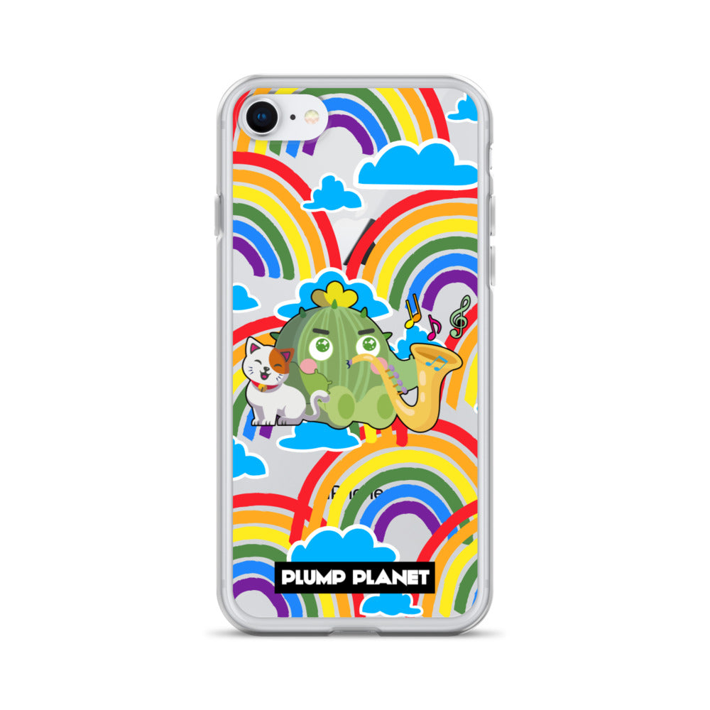 【iPhone】Rainbow Cactus Playing Music  - Phone Clear Case