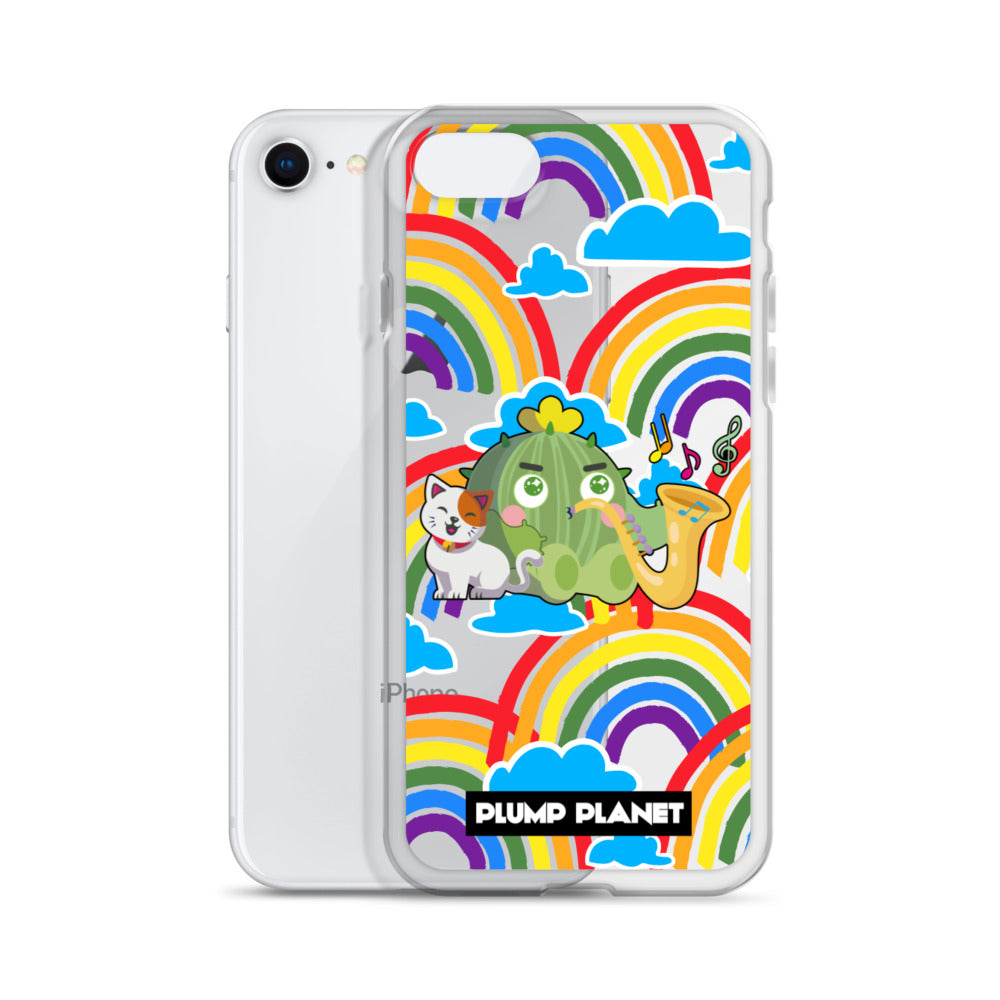 【iPhone】Rainbow Cactus Playing Music  - Phone Clear Case