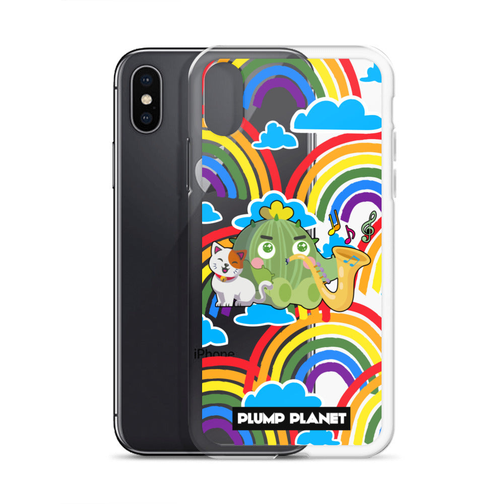 【iPhone】Rainbow Cactus Playing Music  - Phone Clear Case