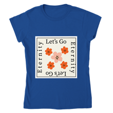 Load image into Gallery viewer, Flower and slogan graphic T-shirt Classic Womens Crewneck T-shirt
