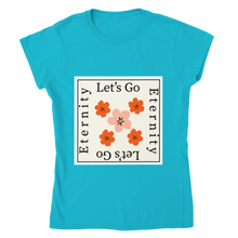 Load image into Gallery viewer, Flower and slogan graphic T-shirt Classic Womens Crewneck T-shirt
