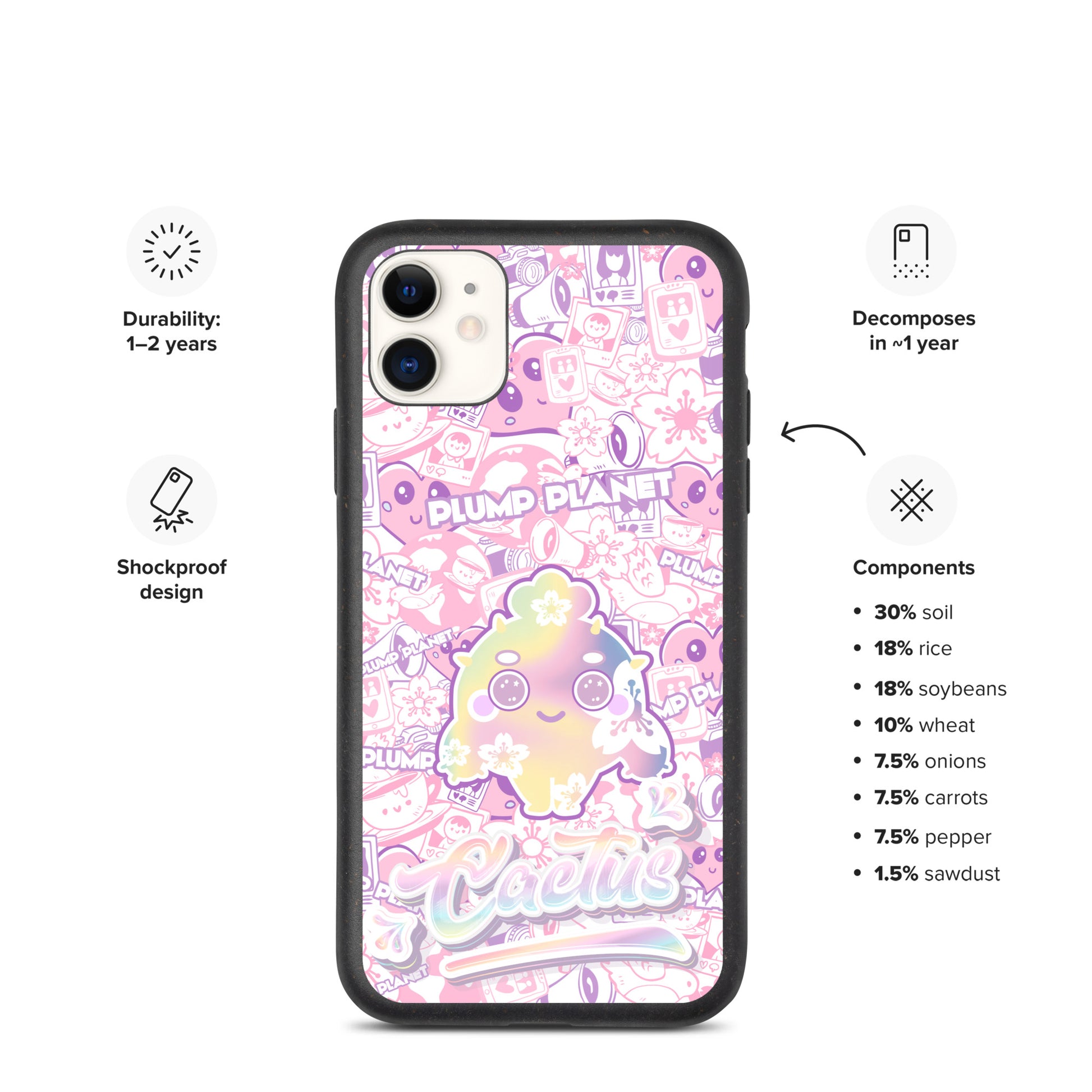 【iPhone】Sakura Pink Cactus - Biodegradable Phone Case 生物降解環保手機殼