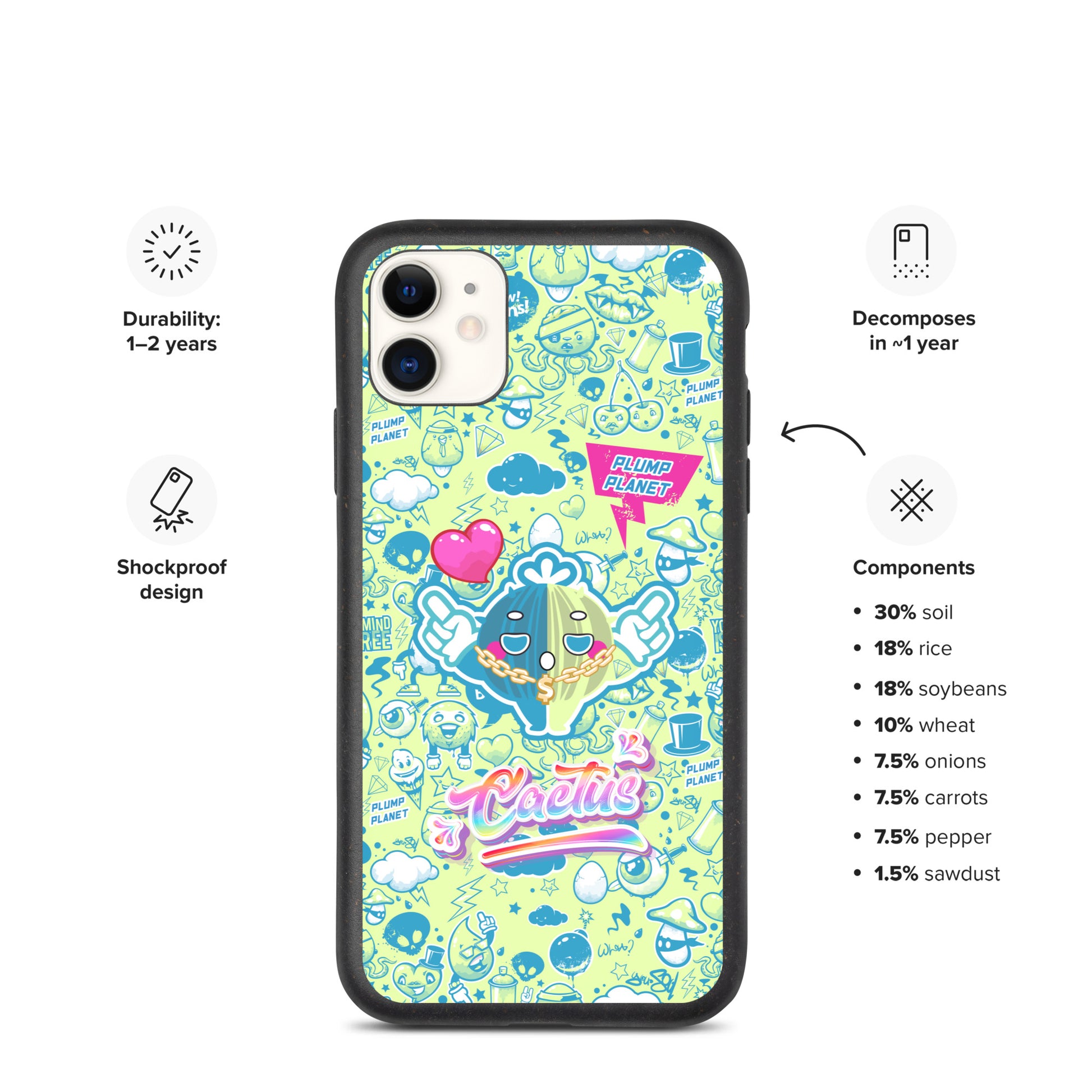 【iPhone】Yo! Rock n Roll Cactus - Biodegradable Phone Case 生物降解環保手機殼