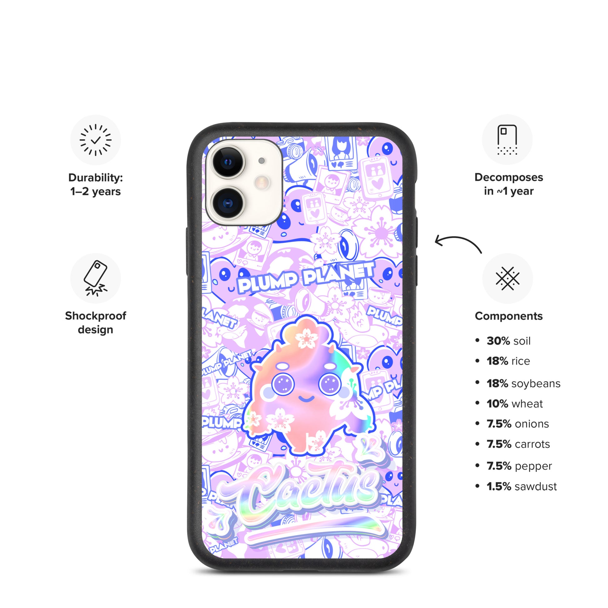 【iPhone】Sakura Purple Pink Cactus - Biodegradable Phone Case 生物降解環保手機殼