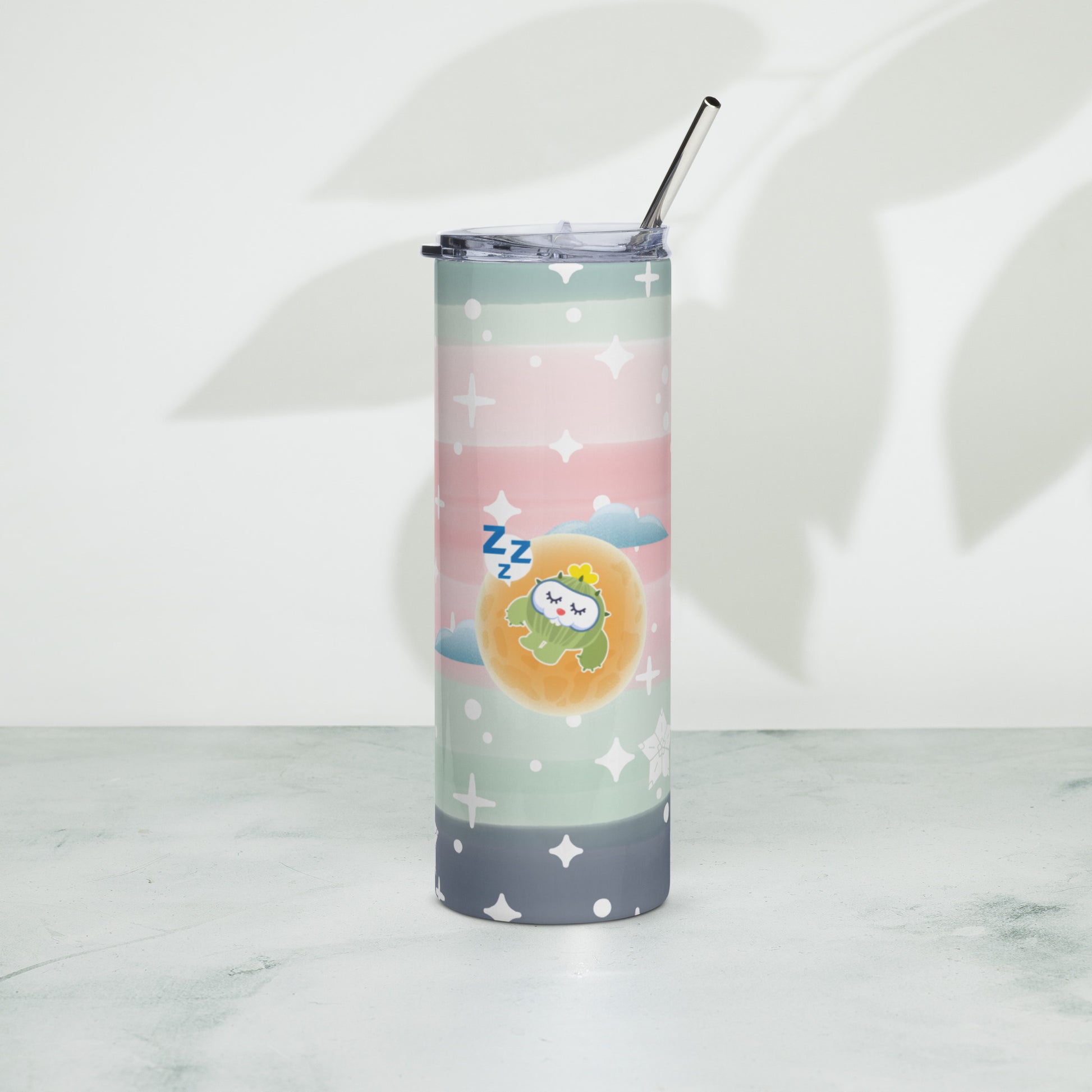 Stainless steel tumbler 金屬吸管不銹鋼杯 | Dreamy Cactus Sleeping on the Moon