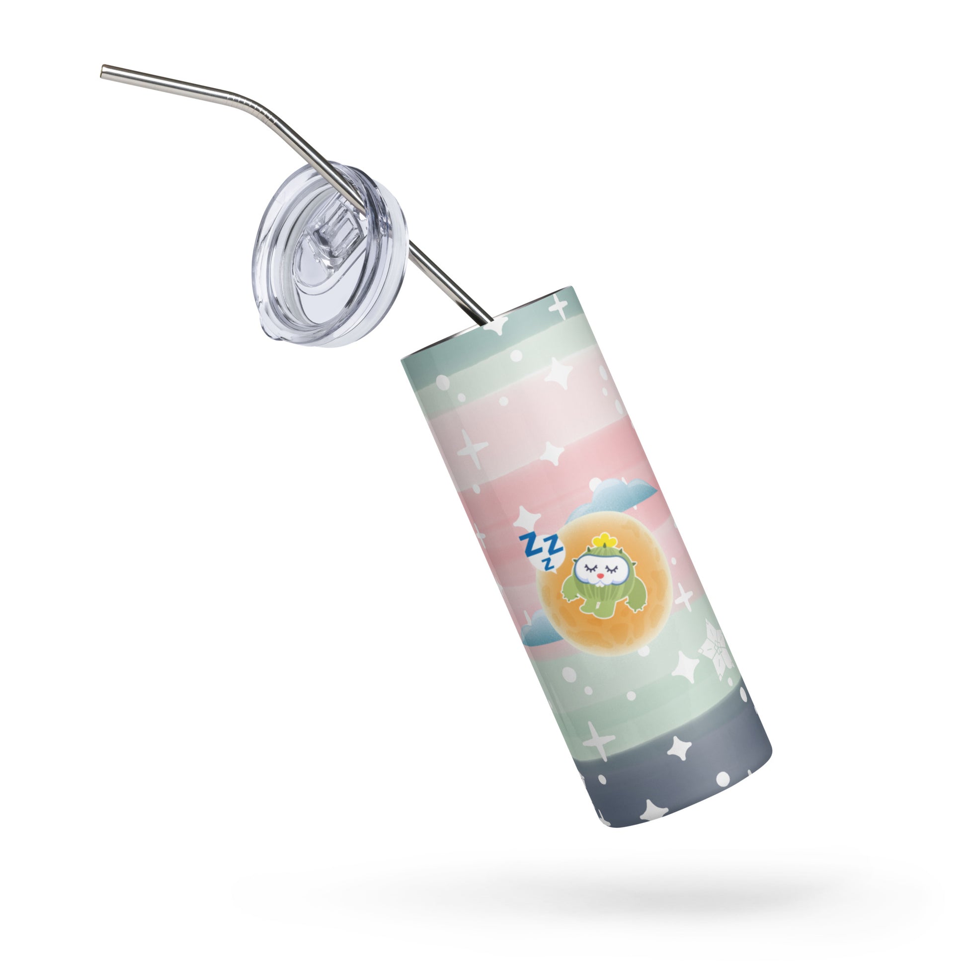 Stainless steel tumbler 金屬吸管不銹鋼杯 | Dreamy Cactus Sleeping on the Moon