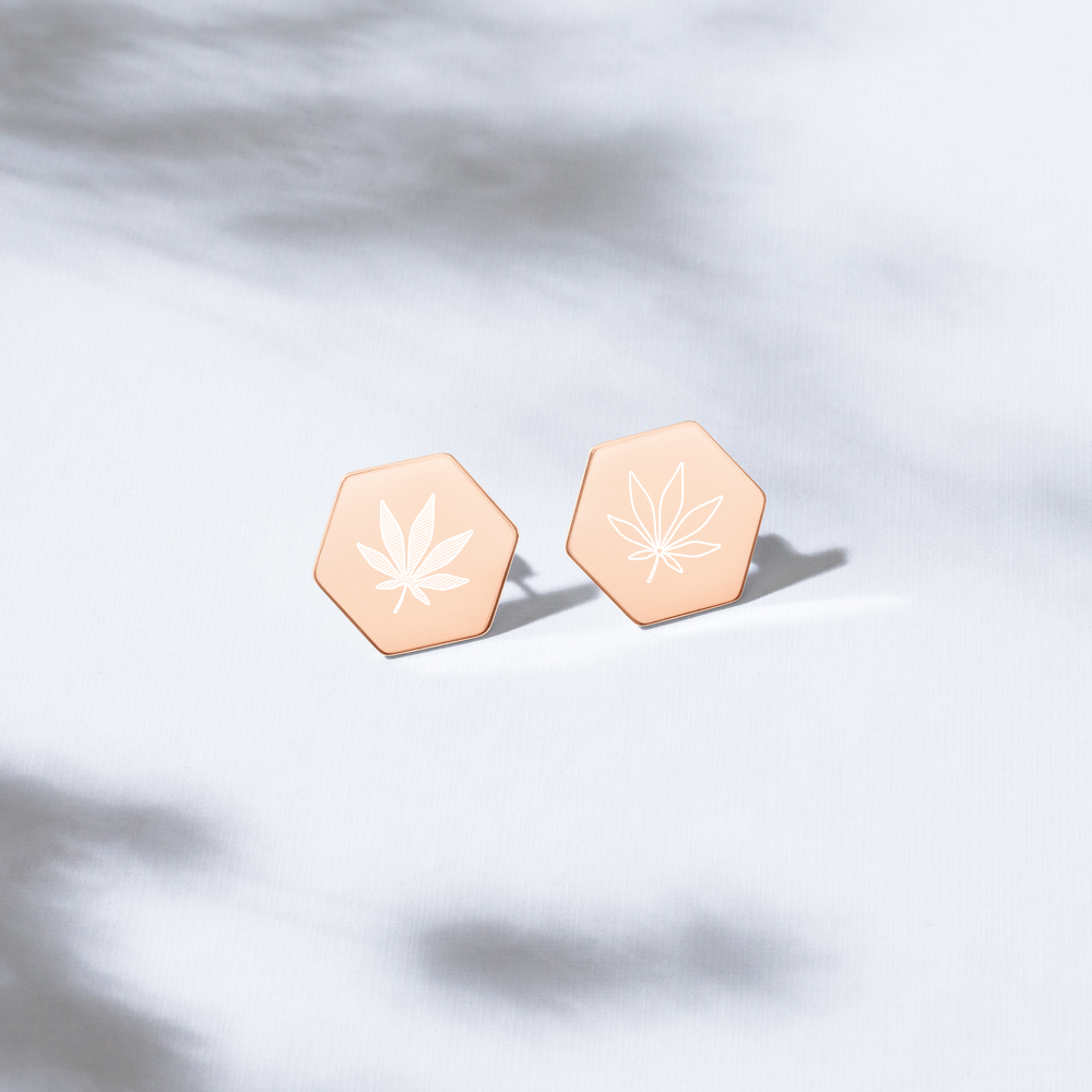 【Free Shipping】Plant Sterling Silver Hexagon Stud Earrings 純銀六邊形蜂巢耳釘耳環