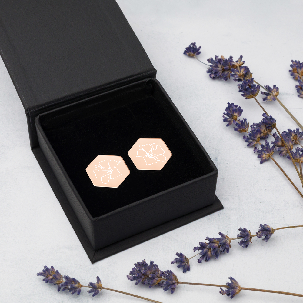【Free Shipping】純銀六邊形蜂巢耳釘耳環 Sterling Silver Hexagon Stud Earrings