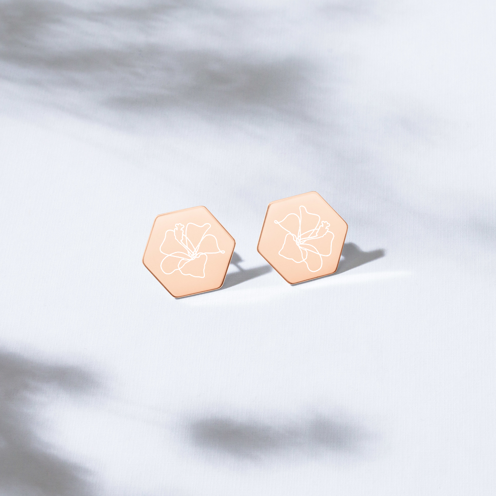 【Free Shipping】純銀六邊形蜂巢耳釘耳環 Sterling Silver Hexagon Stud Earrings