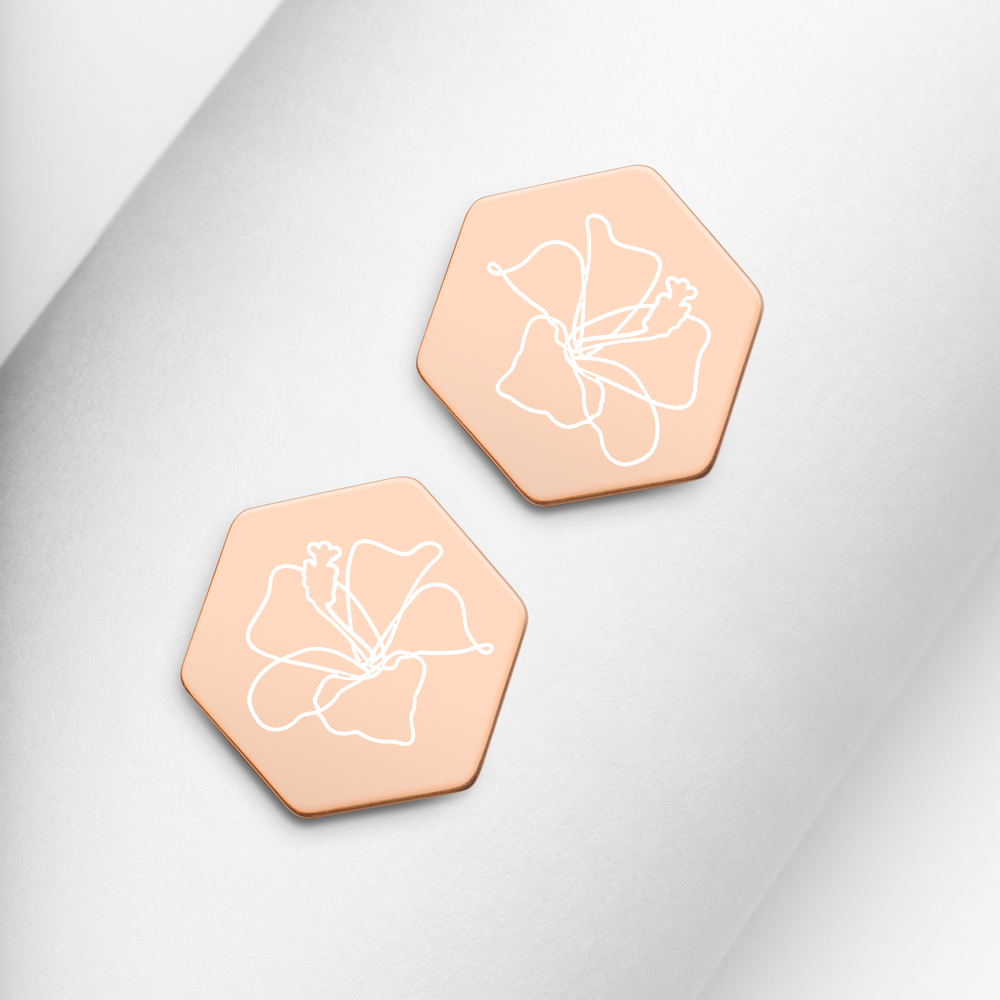 【Free Shipping】純銀六邊形蜂巢耳釘耳環 Sterling Silver Hexagon Stud Earrings
